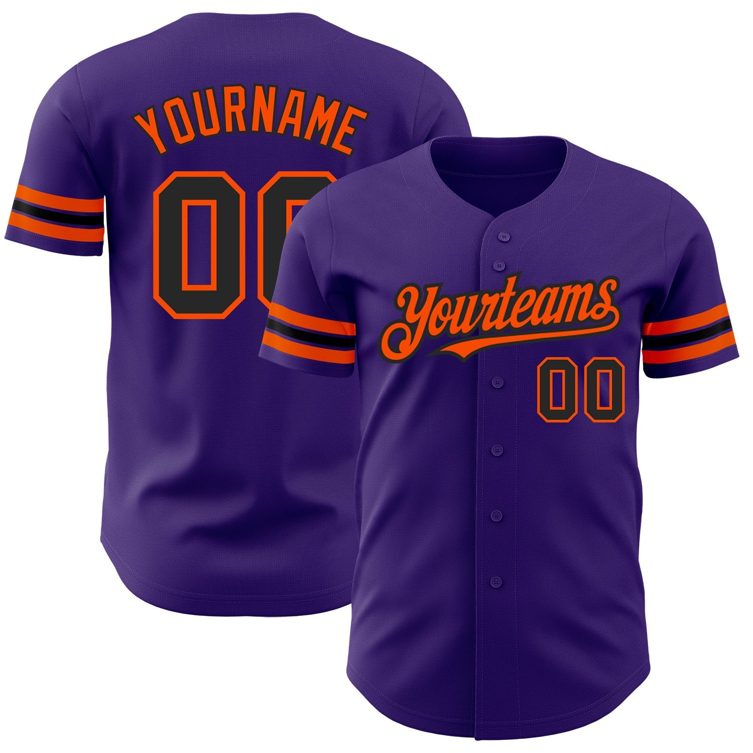 Custom Purple Black-Orange Authentic Baseball Jersey - Main View