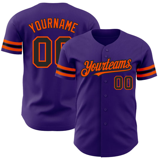 Custom Purple Black-Orange Authentic Baseball Jersey - Main View
