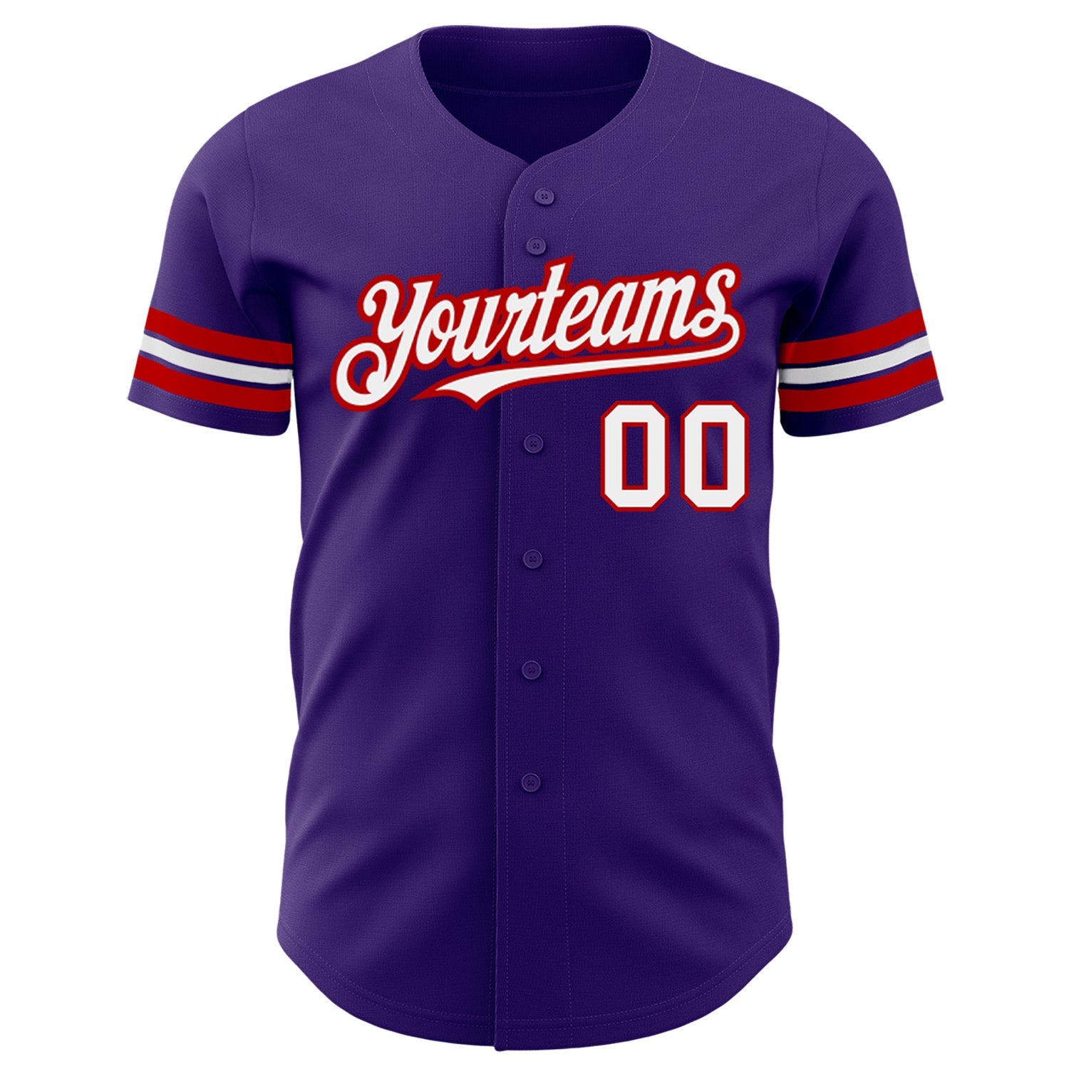 Custom Purple White-Red Authentic Baseball Jersey view 2