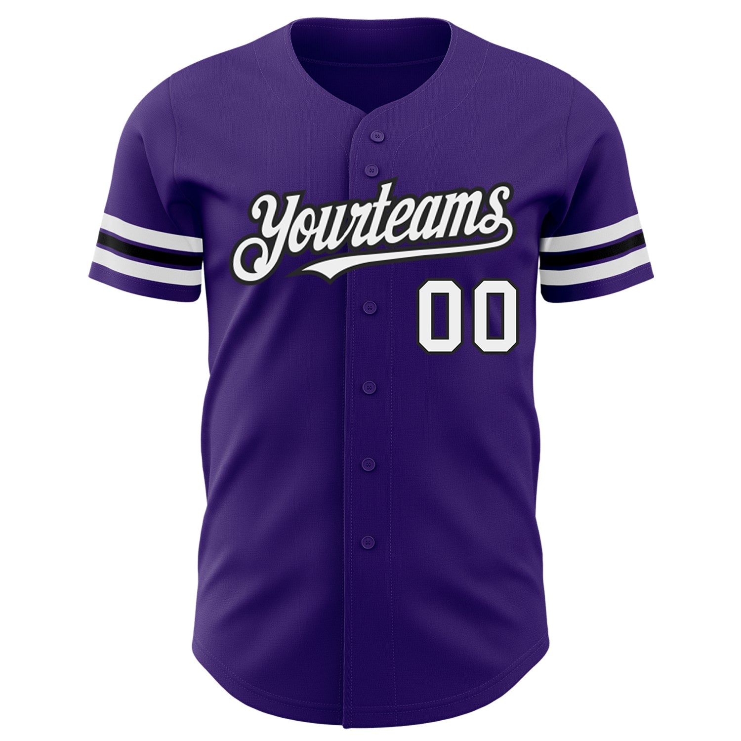Custom Purple White-Black Authentic Baseball Jersey view 2