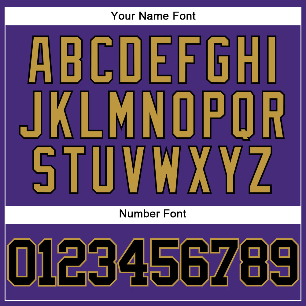 Custom Purple Black-Old Gold Authentic Baseball Jersey view 5