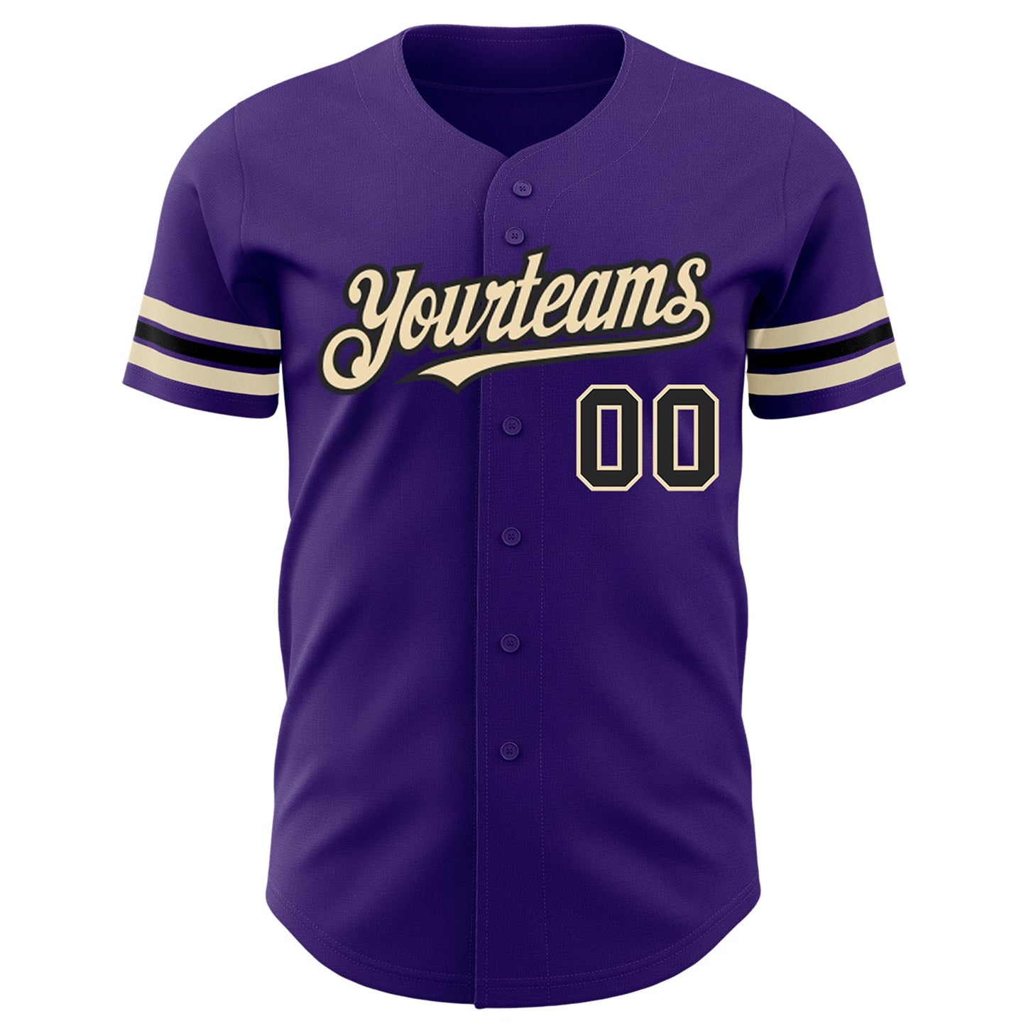 Custom Purple Black-City Cream Authentic Baseball Jersey view 2