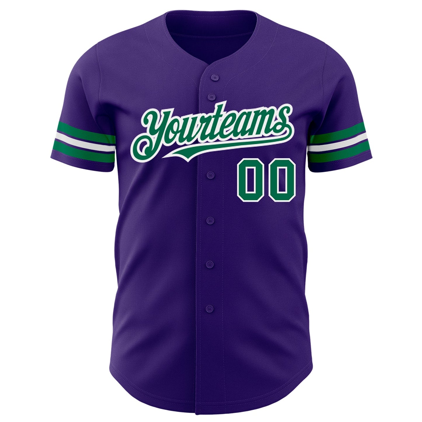 Custom Purple Kelly Green-White Authentic Baseball Jersey view 2
