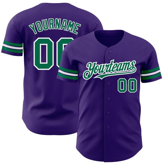 Custom Purple Kelly Green-White Authentic Baseball Jersey - Main View