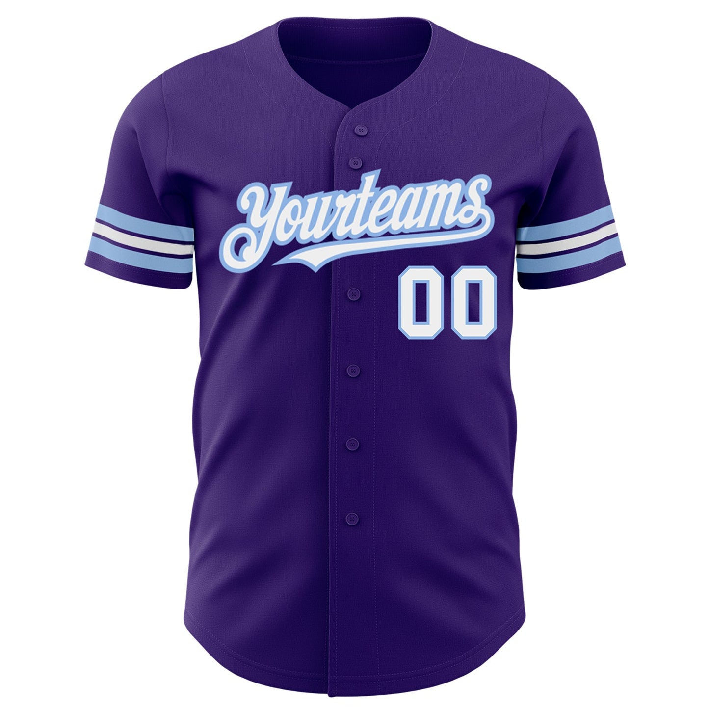 Custom Purple White-Light Blue Authentic Baseball Jersey view 2
