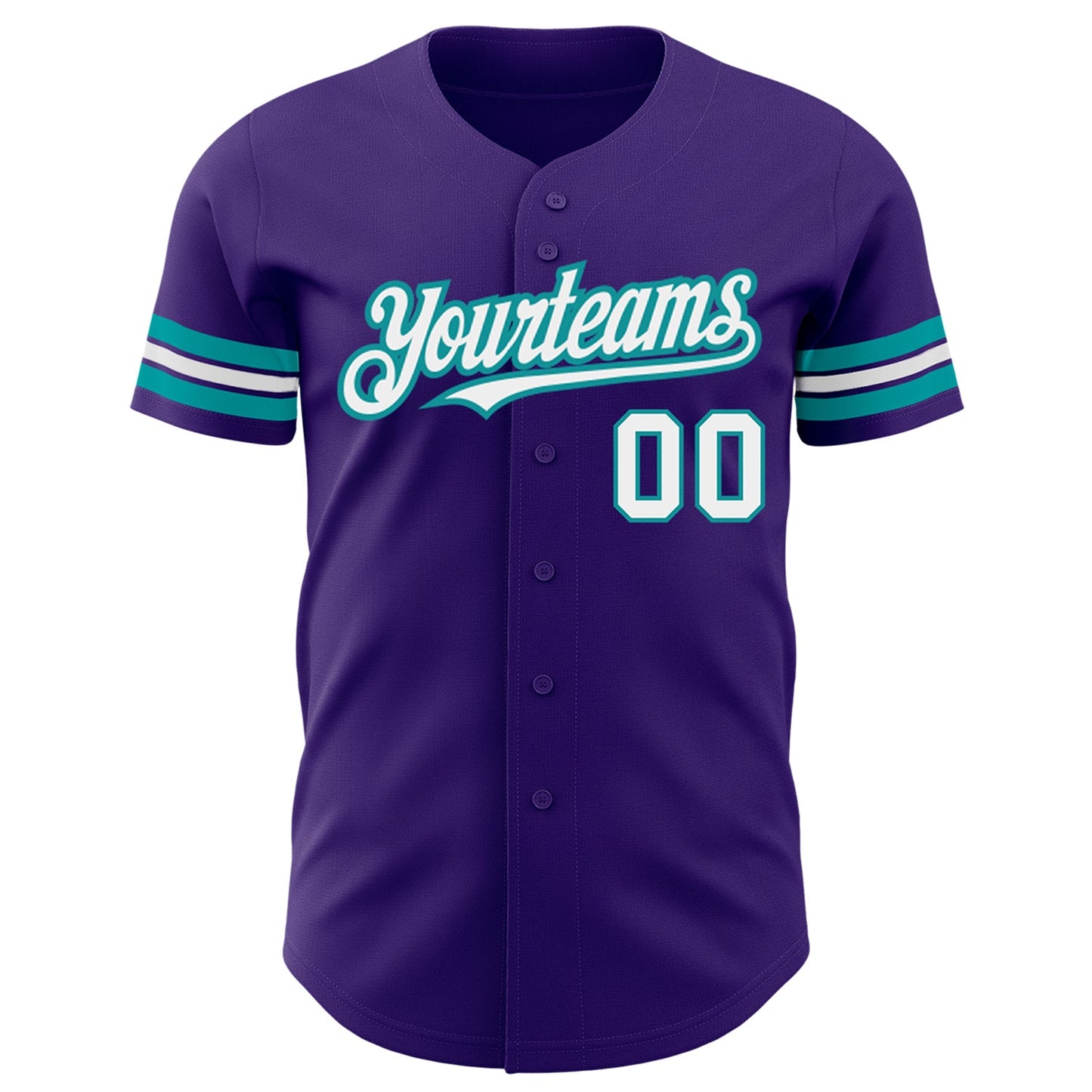 Custom Purple White-Teal Authentic Baseball Jersey view 2