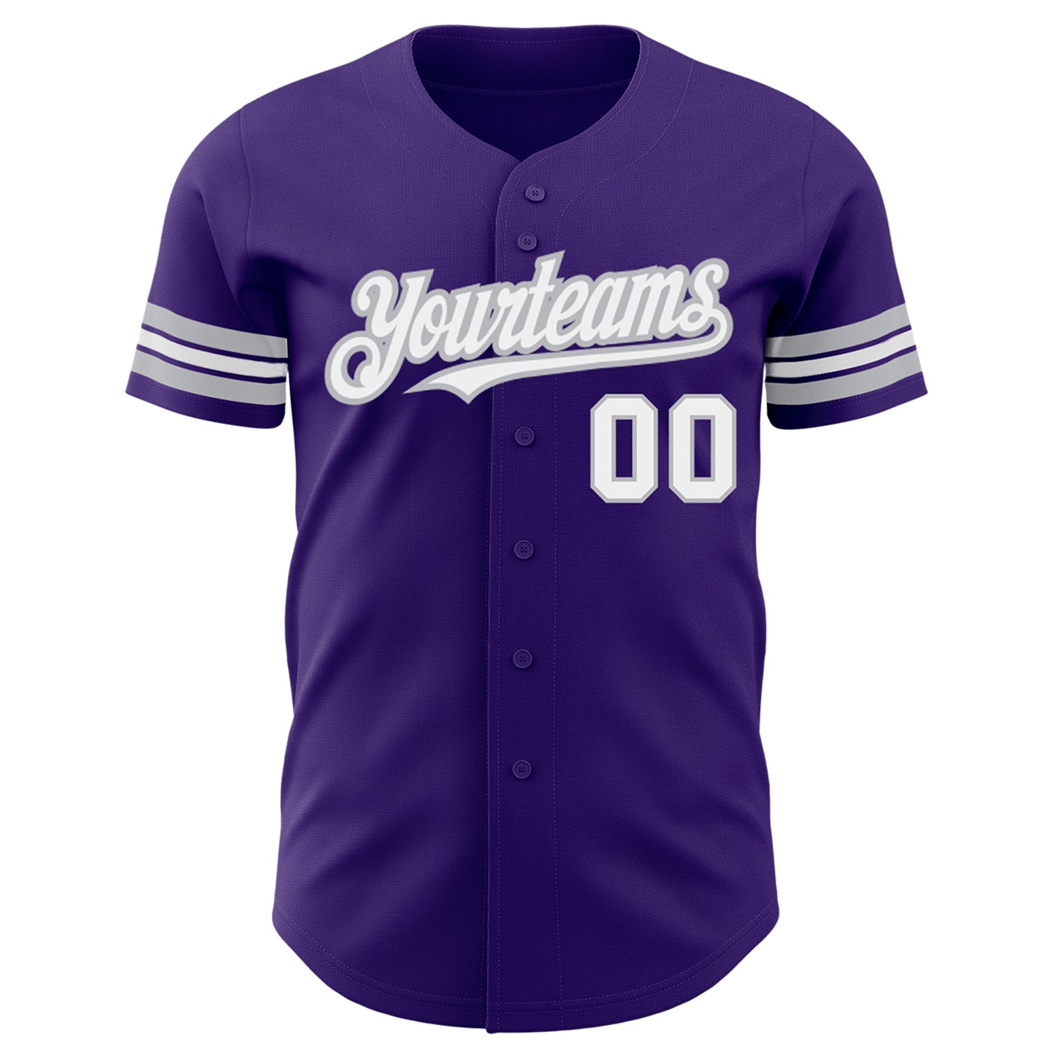 Custom Purple White-Gray Authentic Baseball Jersey view 2