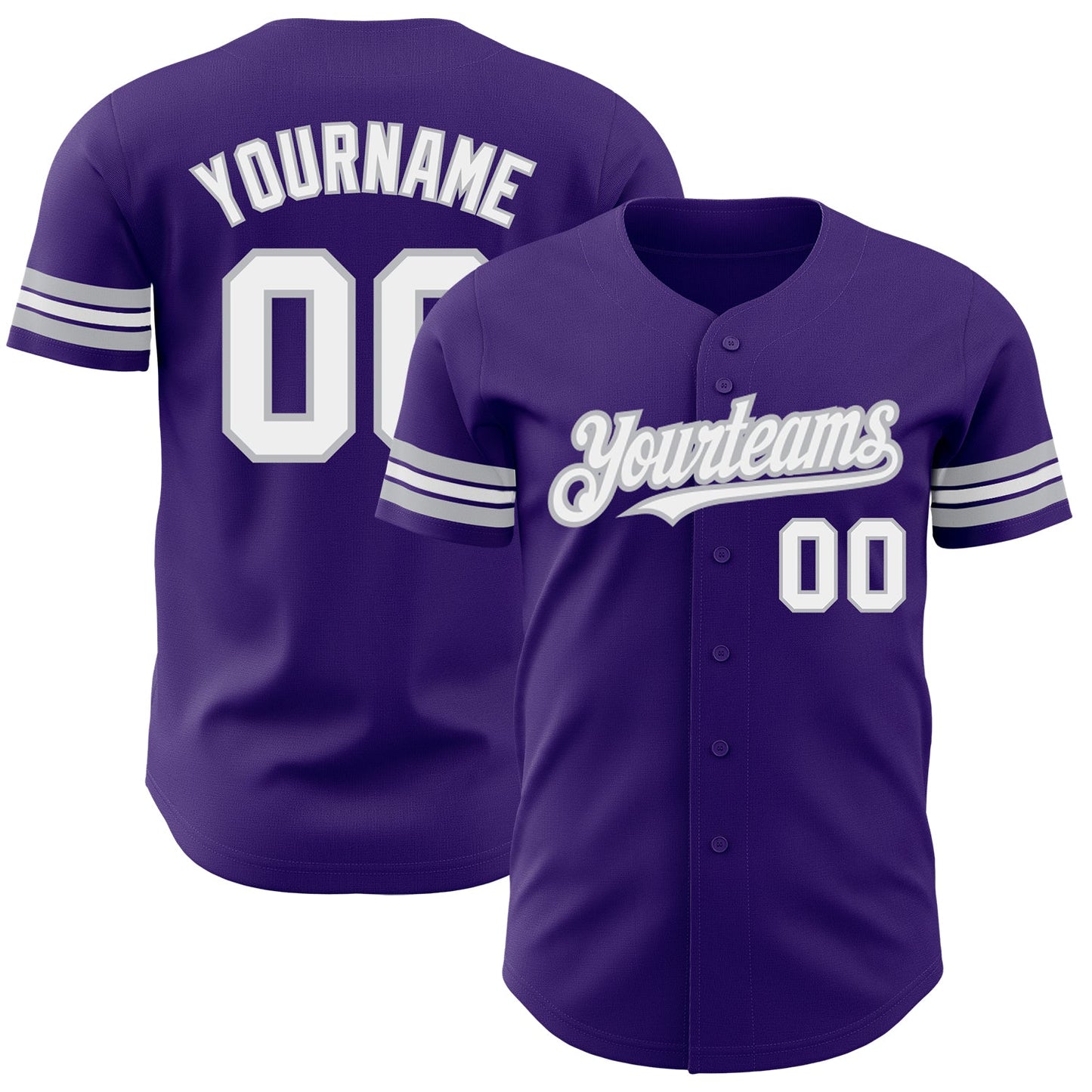Custom Purple White-Gray Authentic Baseball Jersey - Main View