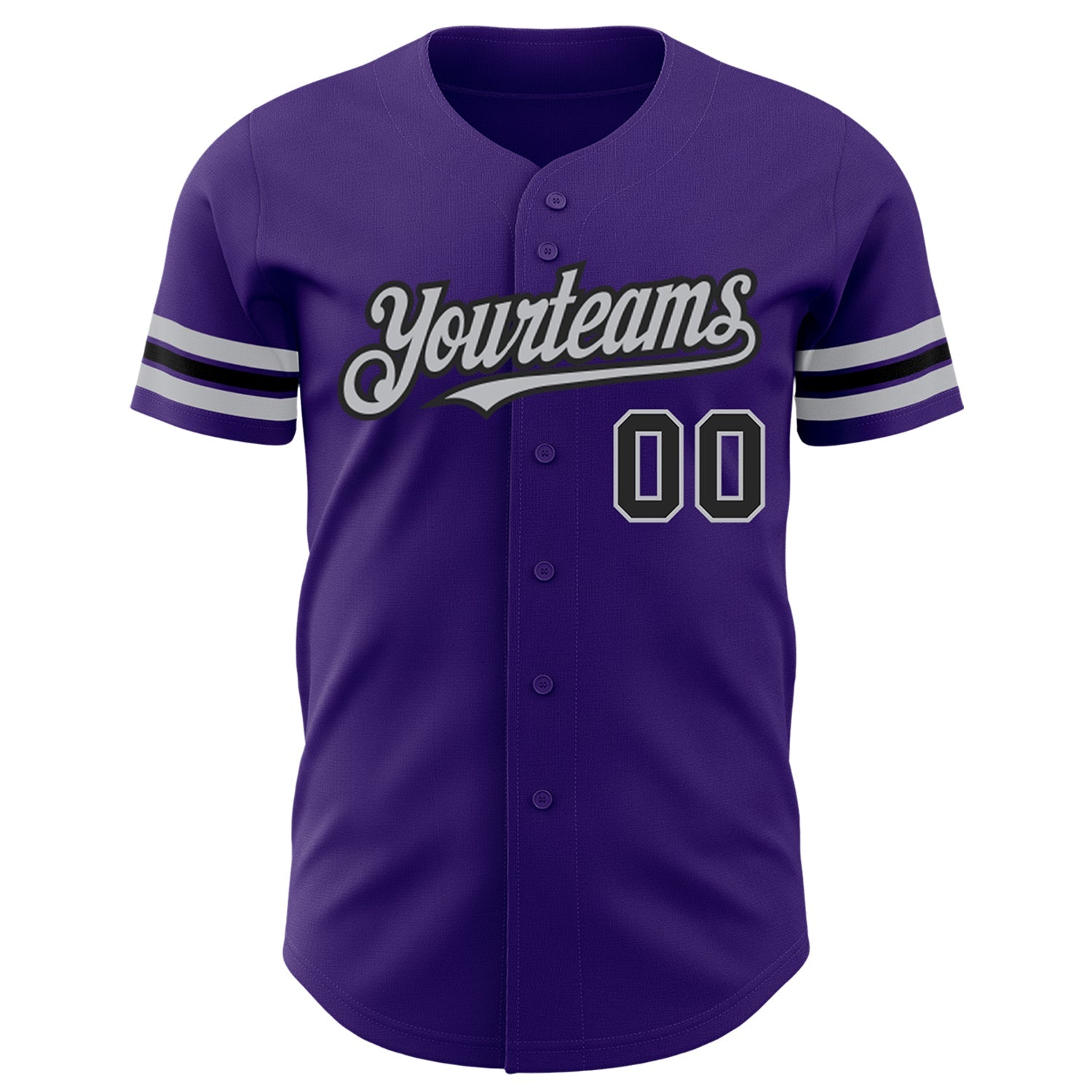 Custom Purple Black-Gray Authentic Baseball Jersey view 2