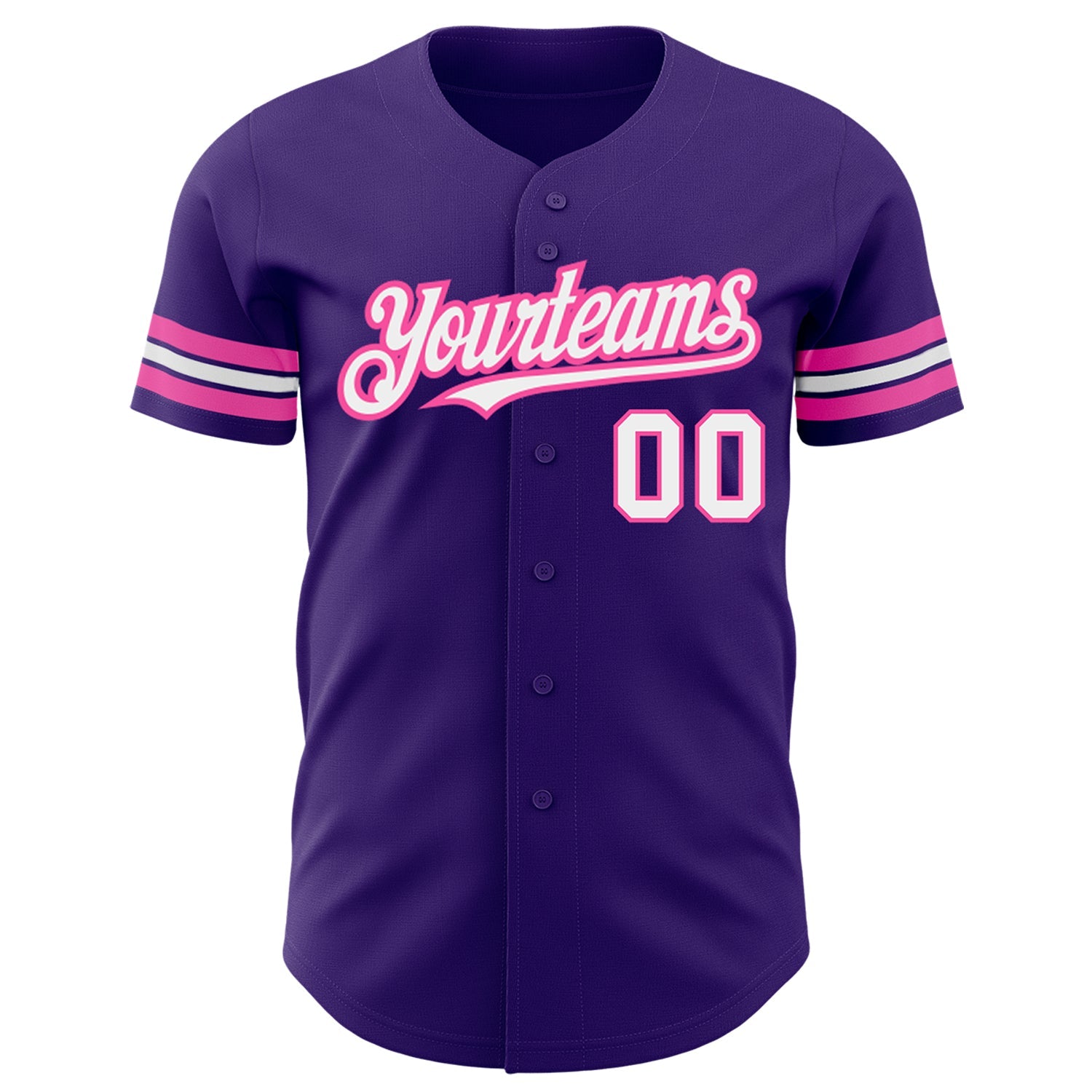 Custom Purple White-Pink Authentic Baseball Jersey view 2