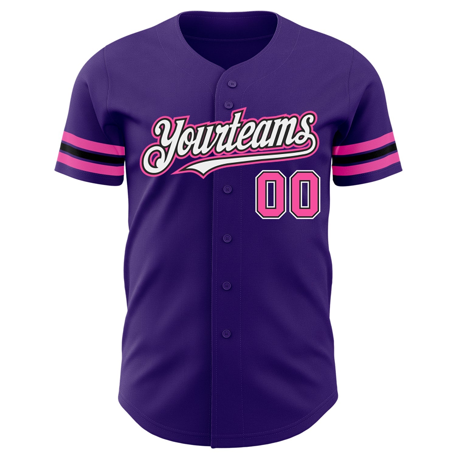 Custom Purple Pink-Black Authentic Baseball Jersey view 2