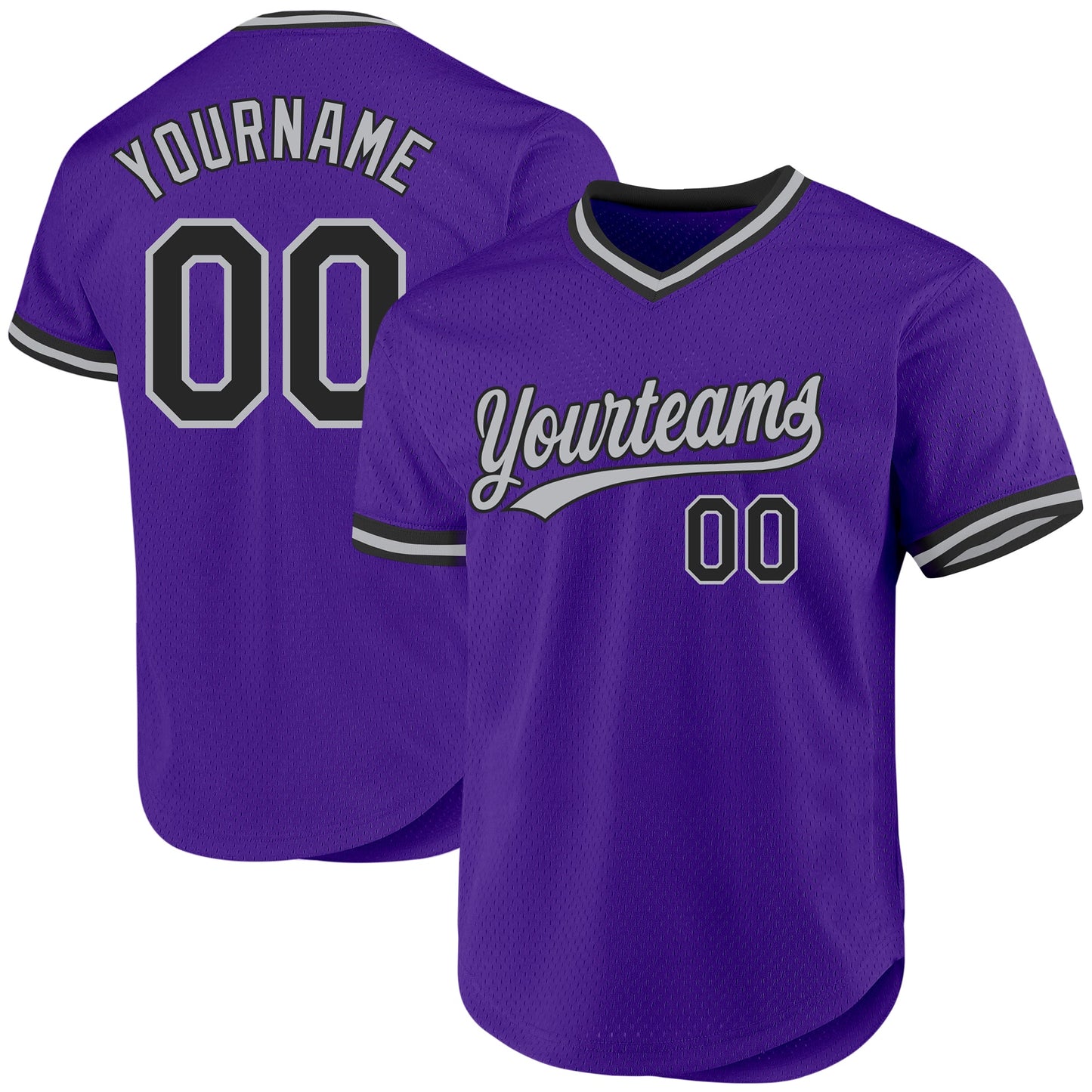 Custom Purple Black-Gray Authentic Throwback Baseball Jersey - Main View