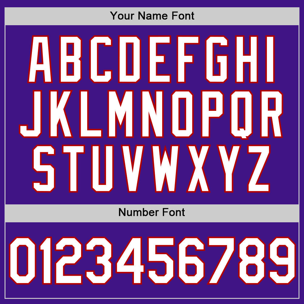 Custom Purple White-Red Authentic Throwback Baseball Jersey view 5