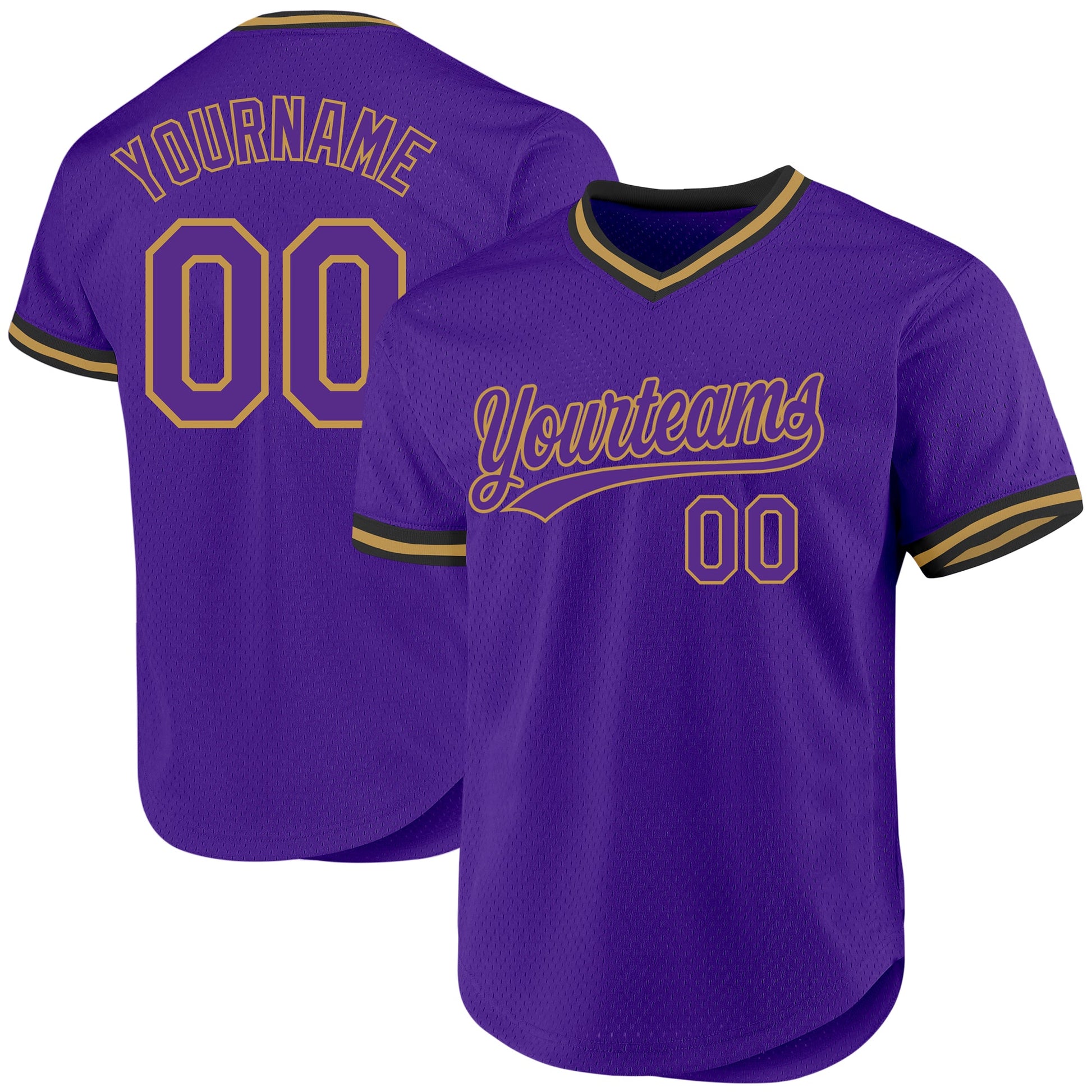 Custom Purple Old Gold-Black Authentic Throwback Baseball Jersey - Main View