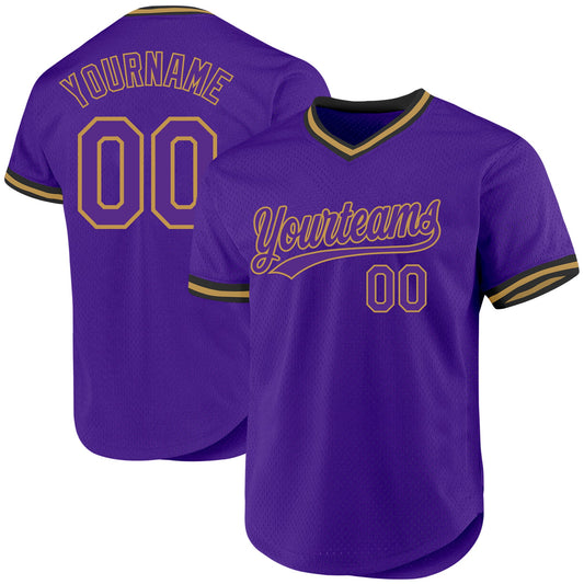Custom Purple Old Gold-Black Authentic Throwback Baseball Jersey - Main View