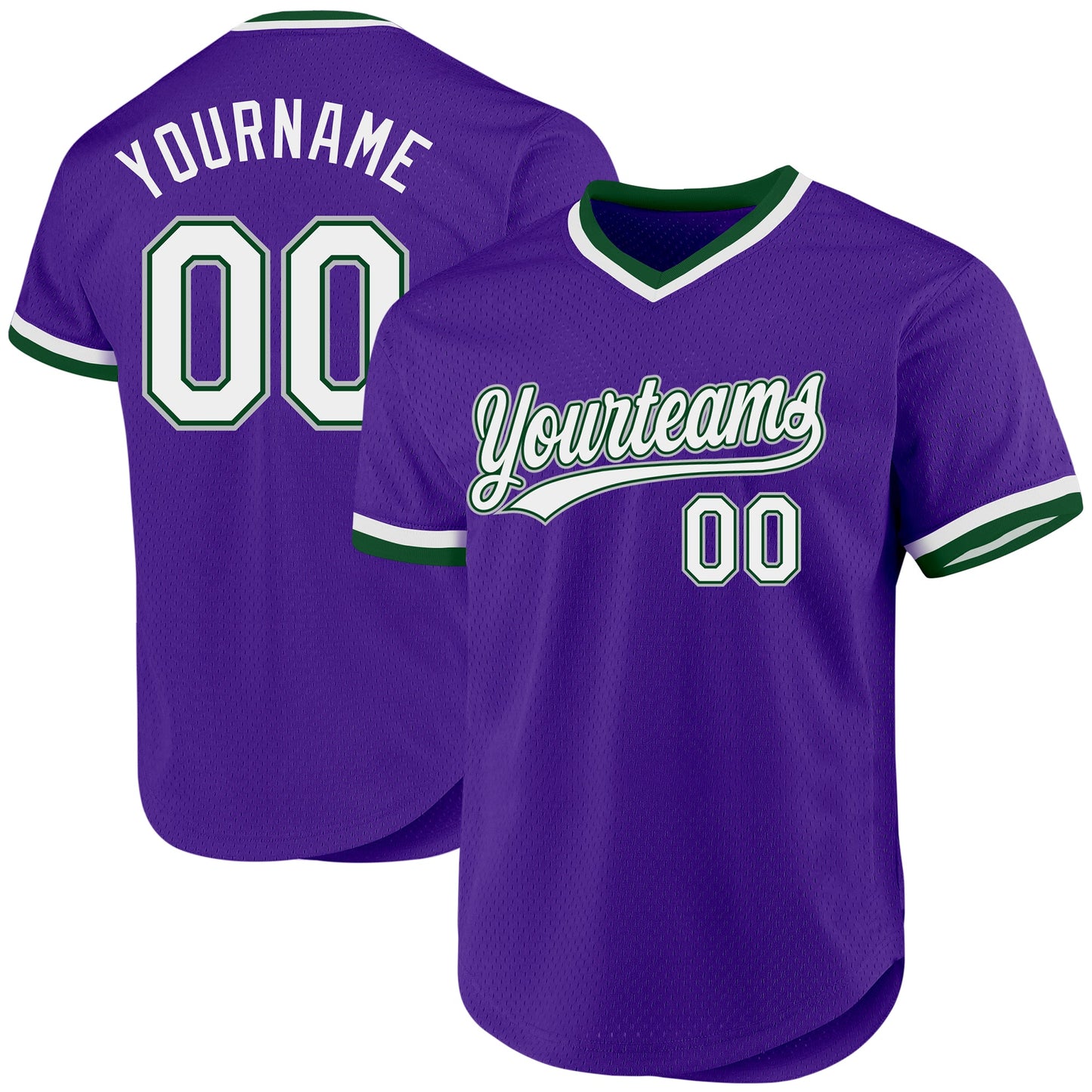 Custom Purple Green-Gray Authentic Throwback Baseball Jersey - Main View
