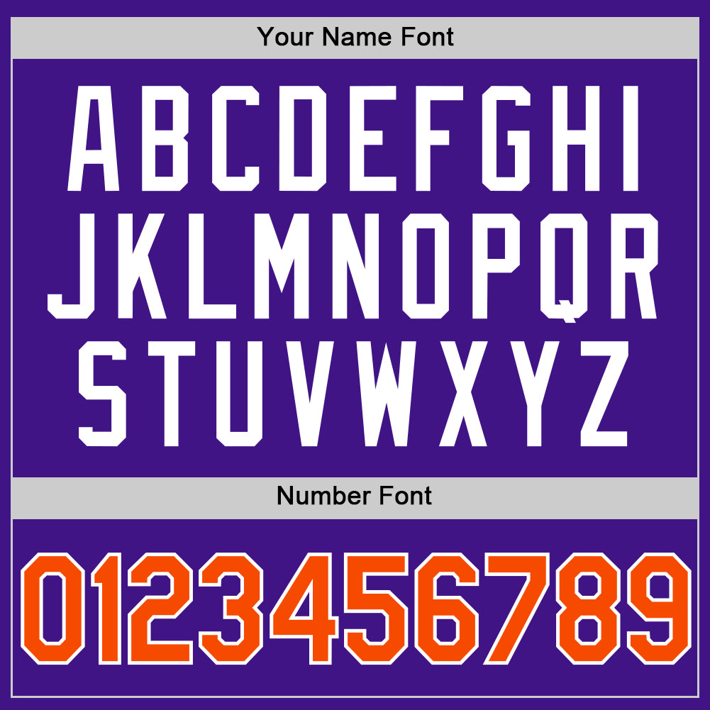 Custom Purple Orange-White Authentic Throwback Baseball Jersey view 5