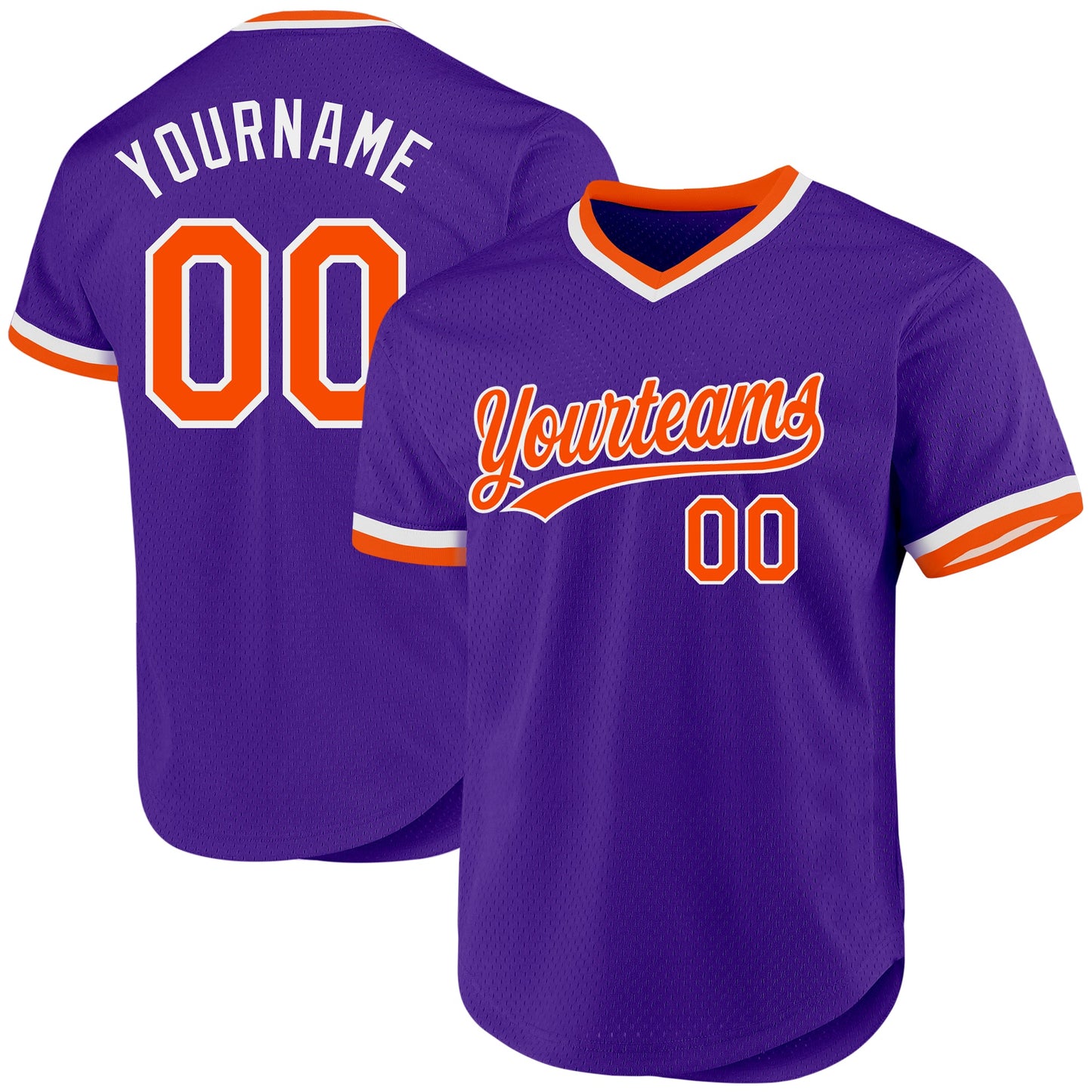 Custom Purple Orange-White Authentic Throwback Baseball Jersey - Main View