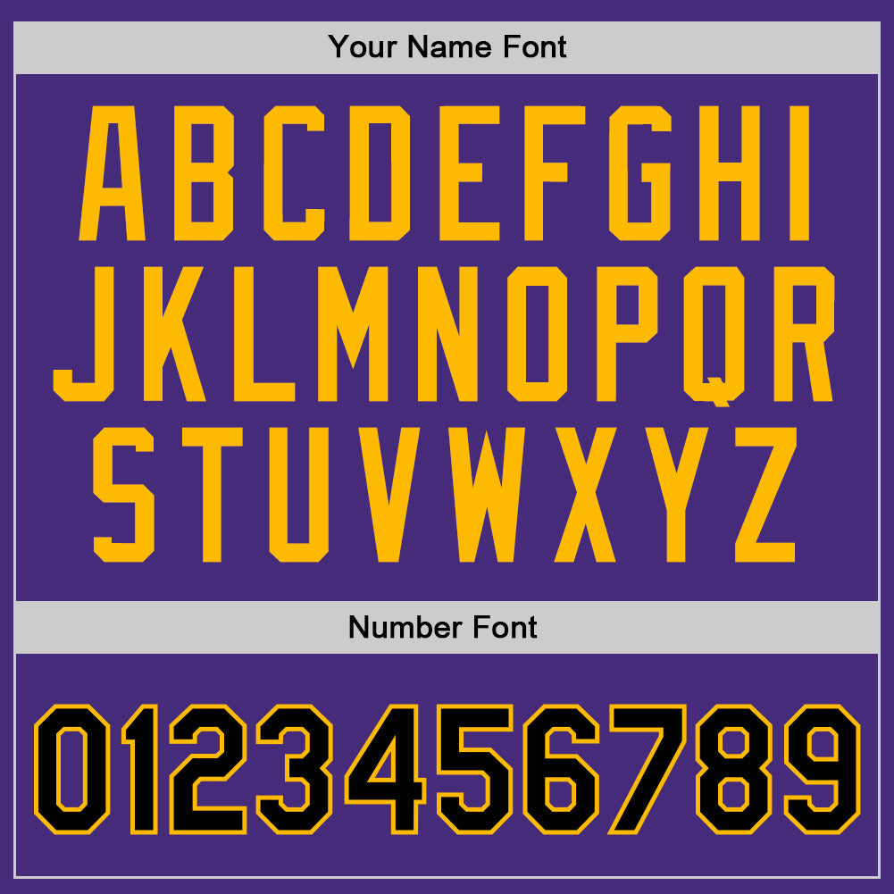 Custom Purple Black-Gold Authentic Throwback Basketball Jersey view 4