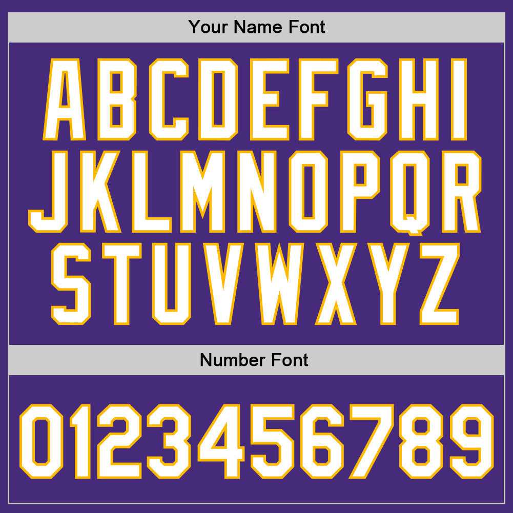 Custom Purple White-Gold Authentic Throwback Basketball Jersey view 4