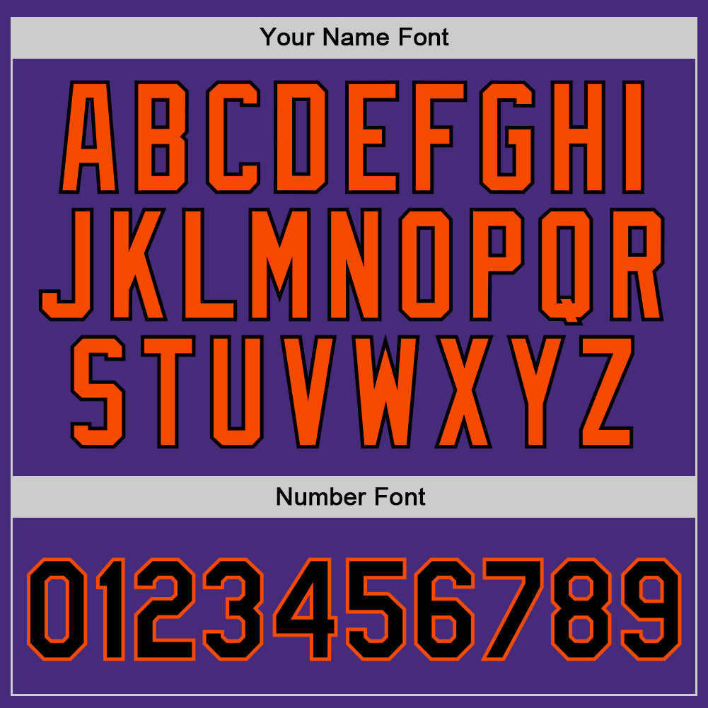 Custom Purple Black-Orange Authentic Throwback Basketball Jersey view 4