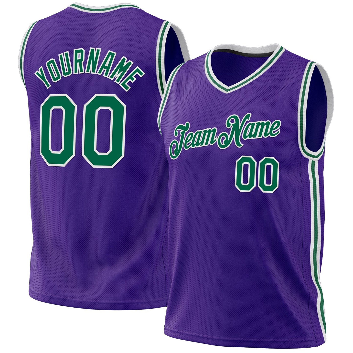 Custom Purple Kelly Green-White Authentic Throwback Basketball Jersey - Main View