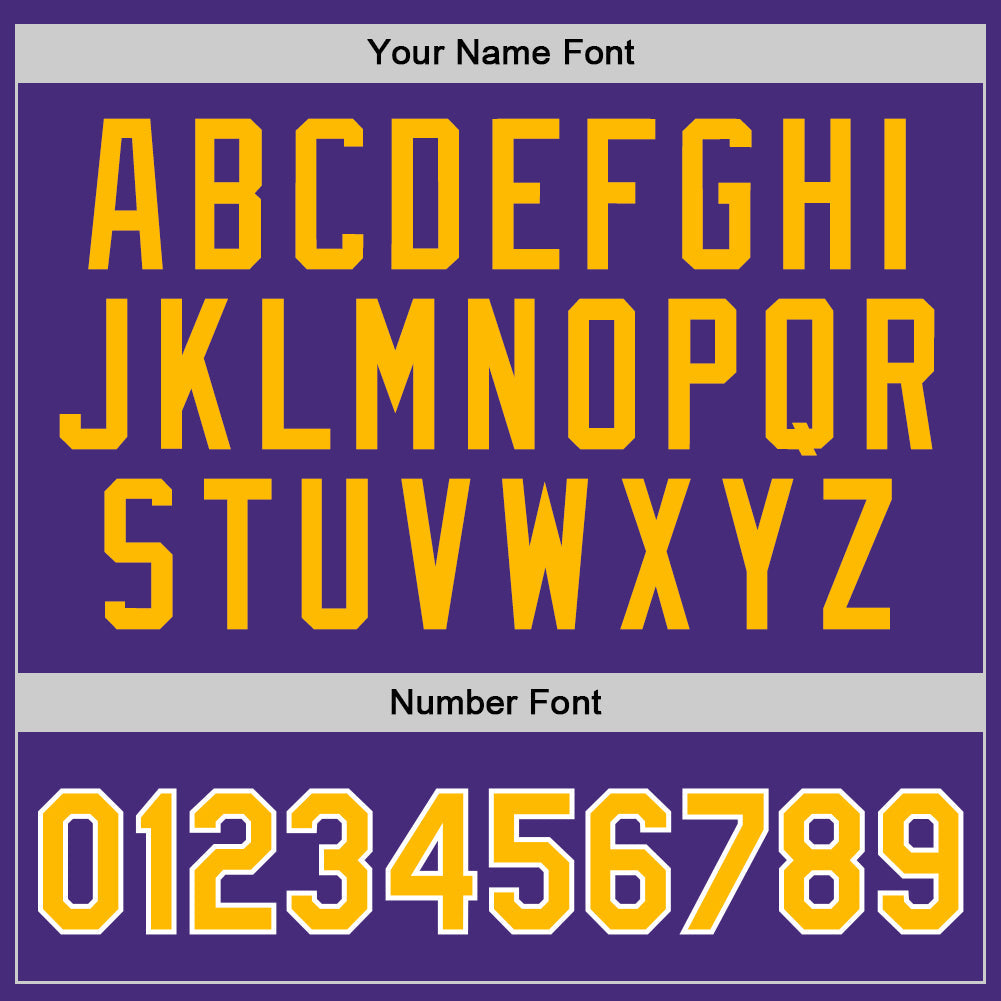Custom Purple Gold-White Authentic Throwback Basketball Jersey view 4