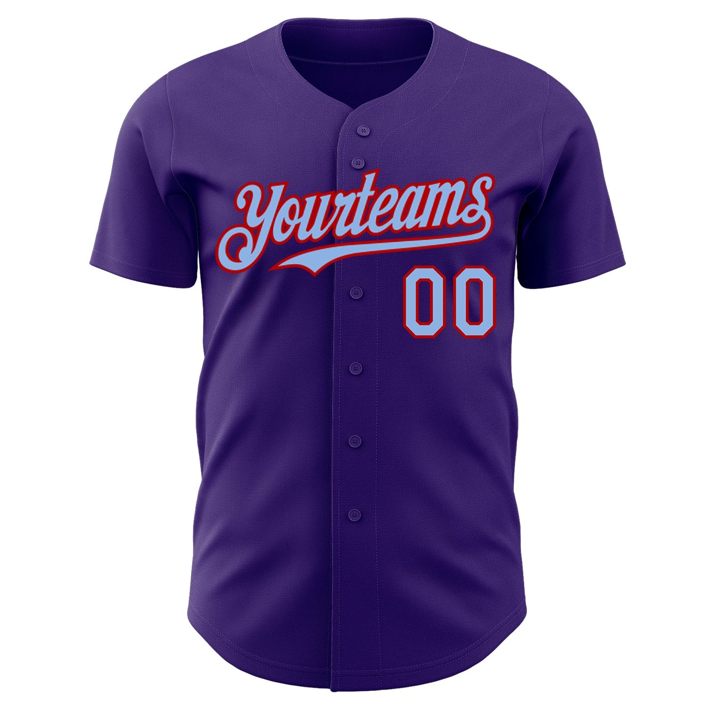 Custom Purple Light Blue-Red Authentic Baseball Jersey view 2