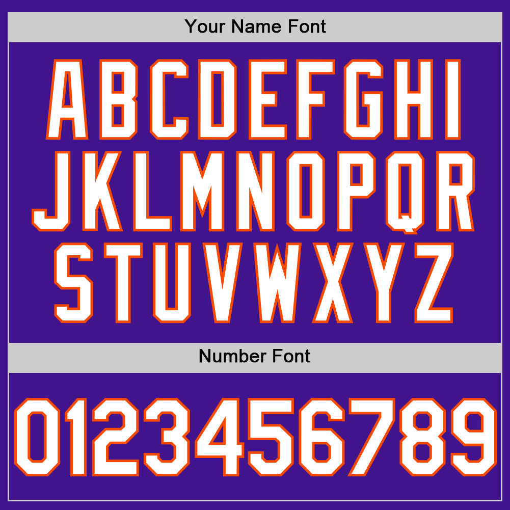 Custom Purple White-Orange Mesh Authentic Throwback Baseball Jersey view 5