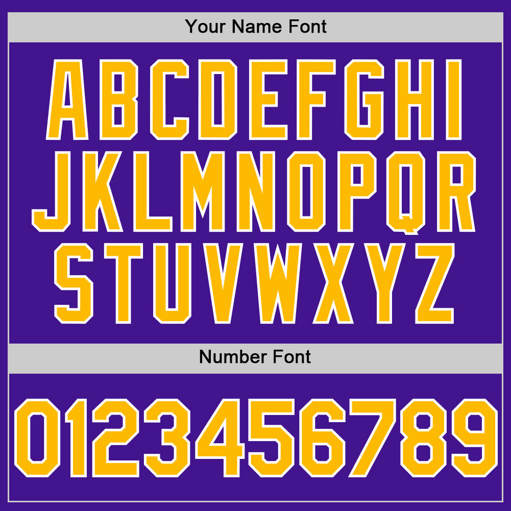 Custom Purple Gold-White Mesh Authentic Throwback Baseball Jersey view 5