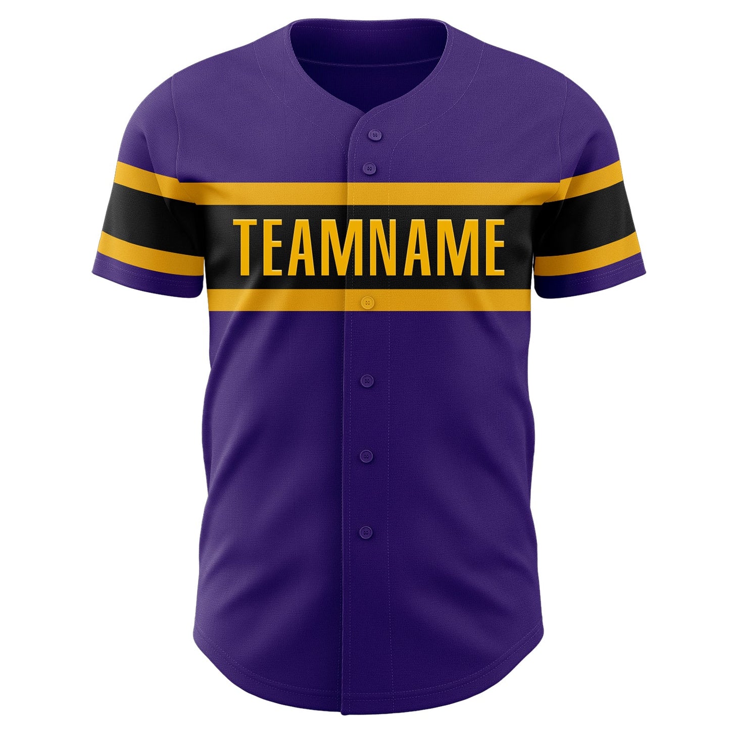 Custom Purple Black-Gold Authentic Baseball Jersey view 2