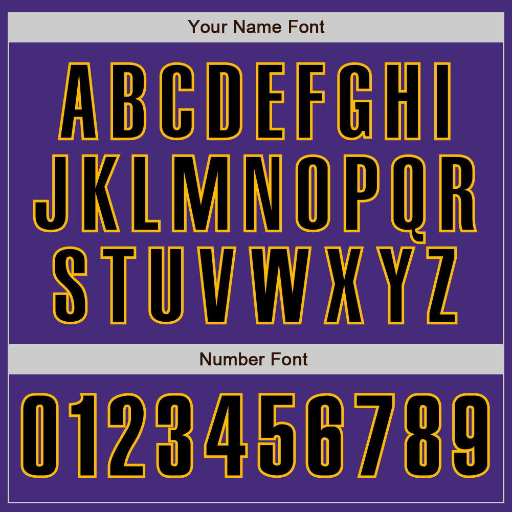 Custom Purple Black-Gold Authentic Baseball Jersey view 5