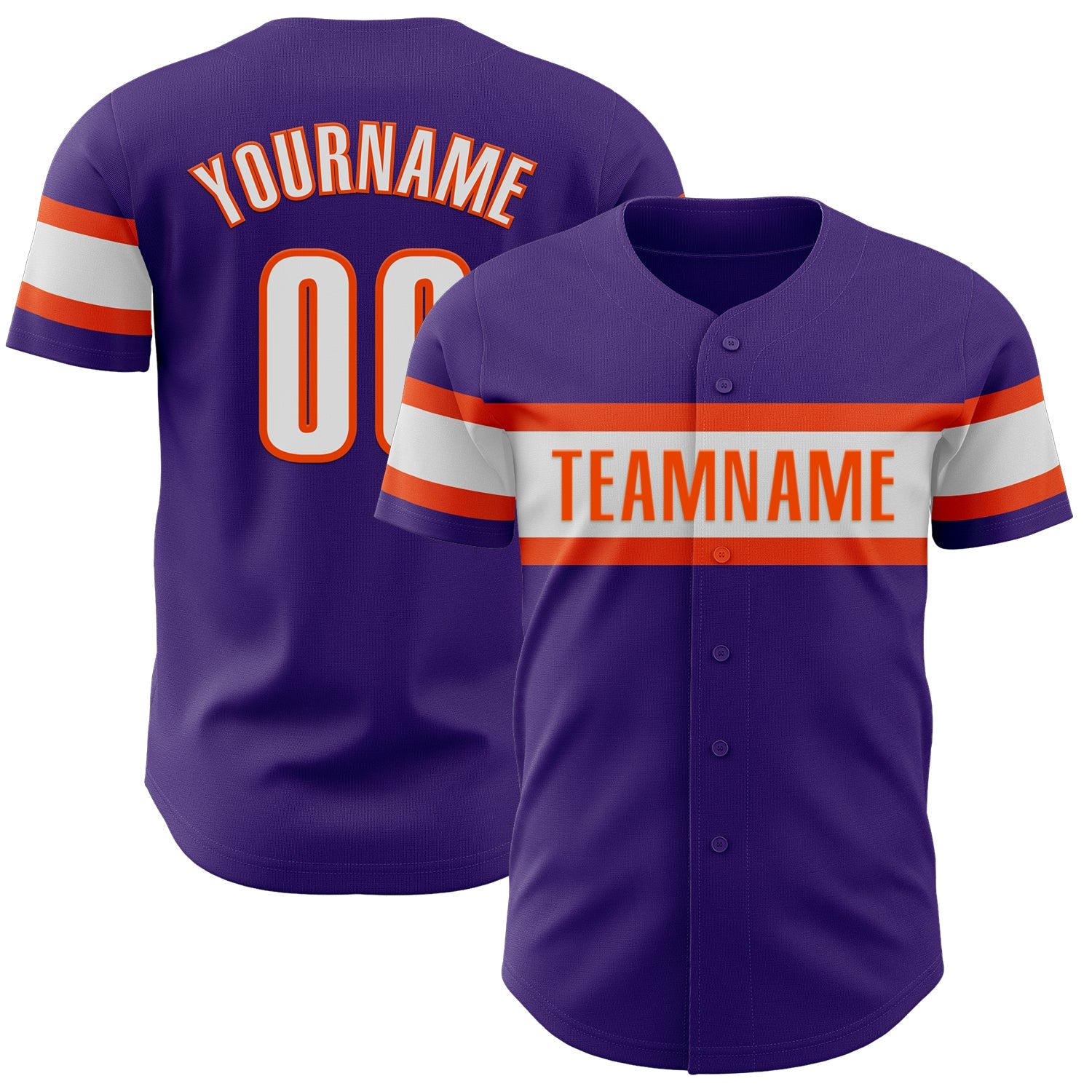Custom Purple White-Orange Authentic Baseball Jersey - Main View