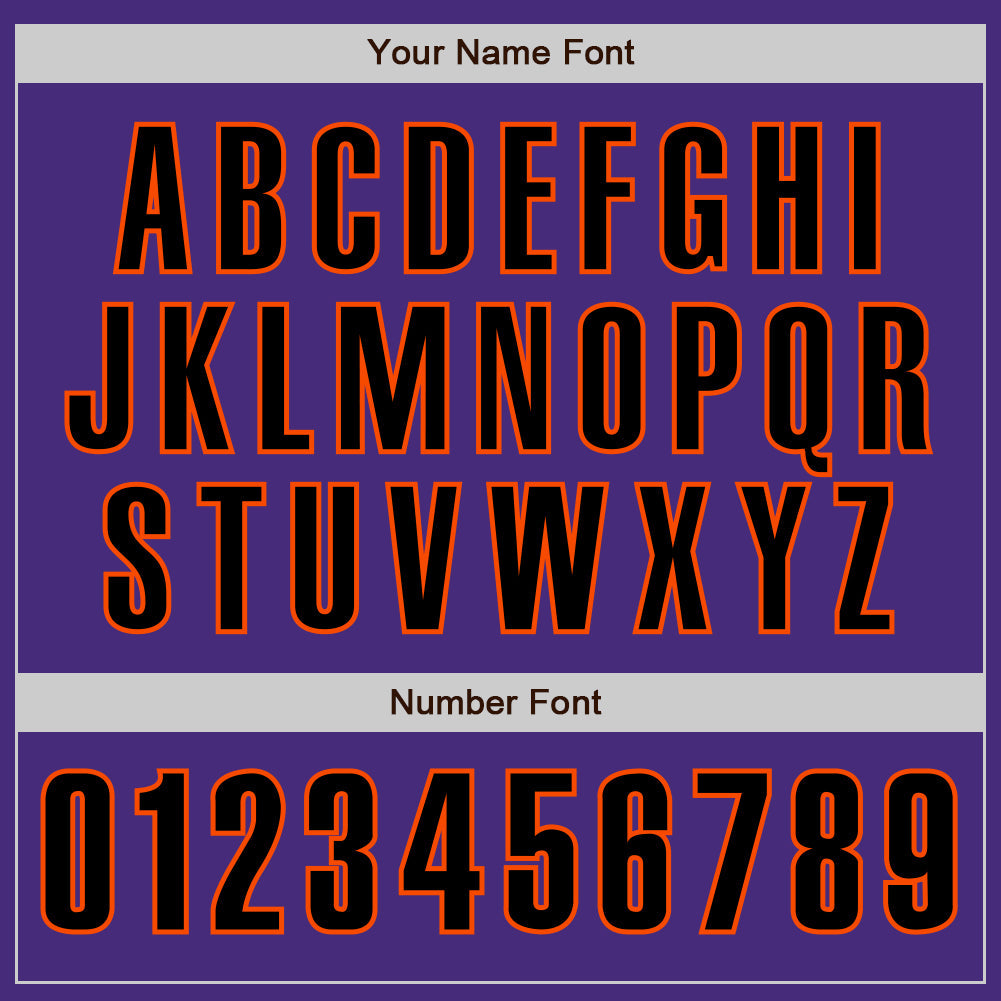 Custom Purple Black-Orange Authentic Baseball Jersey view 5
