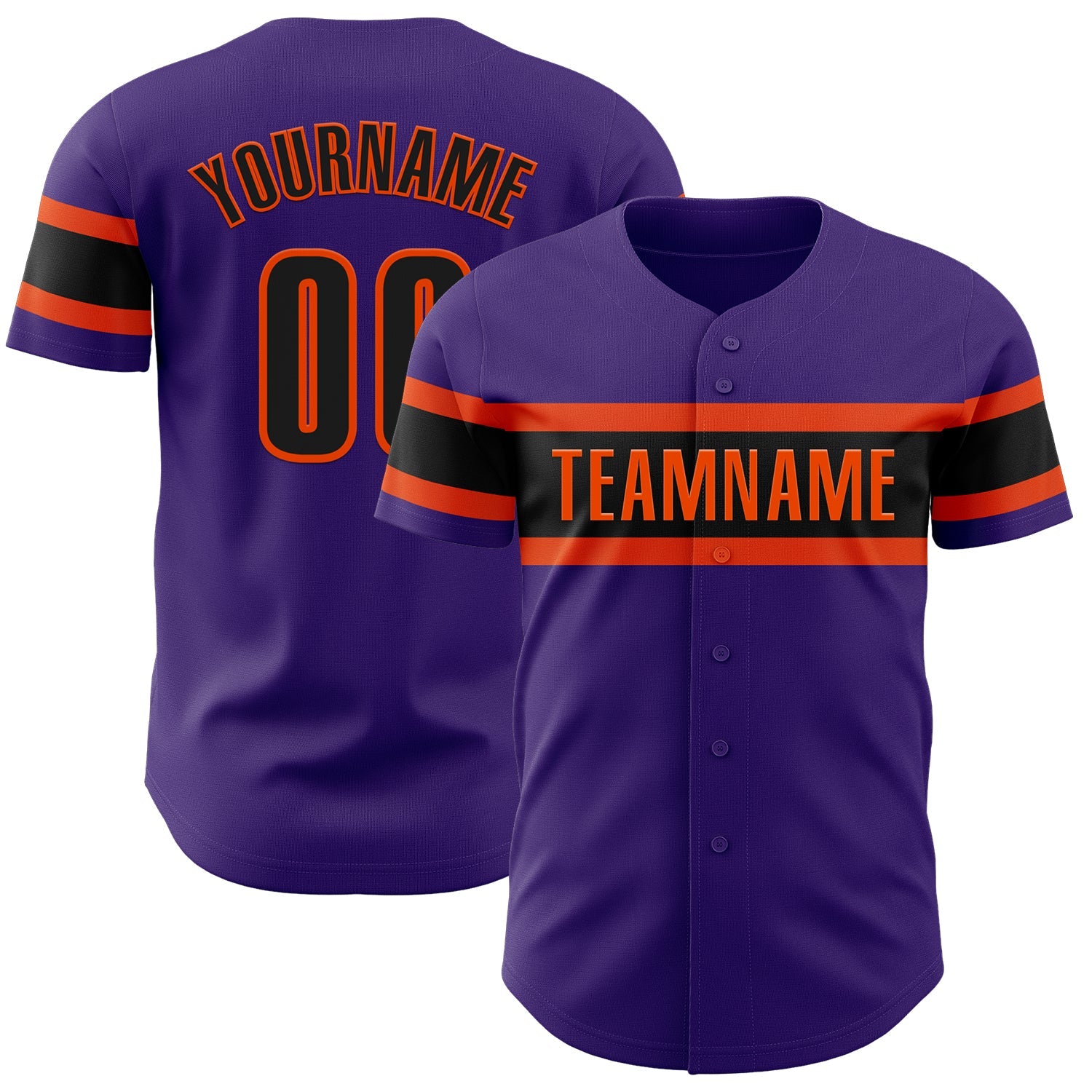 Custom Purple Black-Orange Authentic Baseball Jersey - Main View