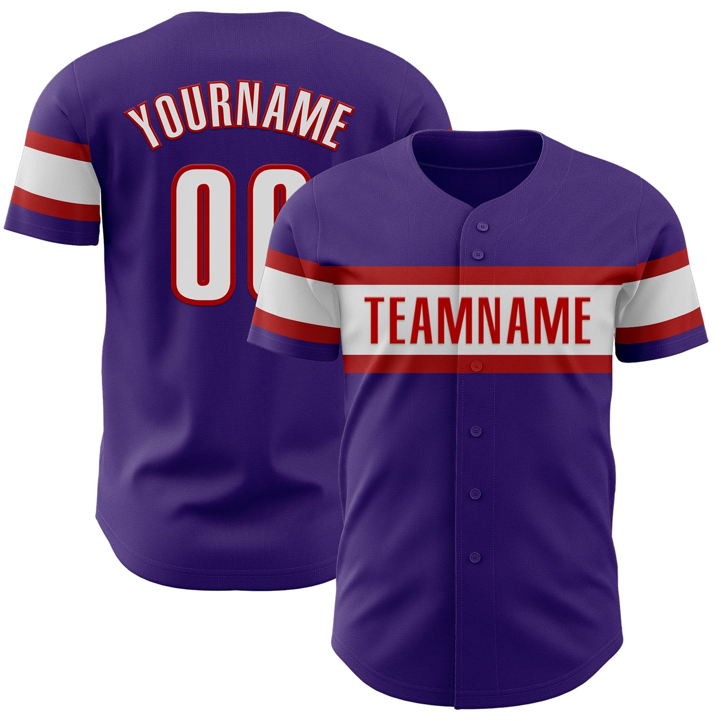 Custom Purple White-Red Authentic Baseball Jersey - Main View