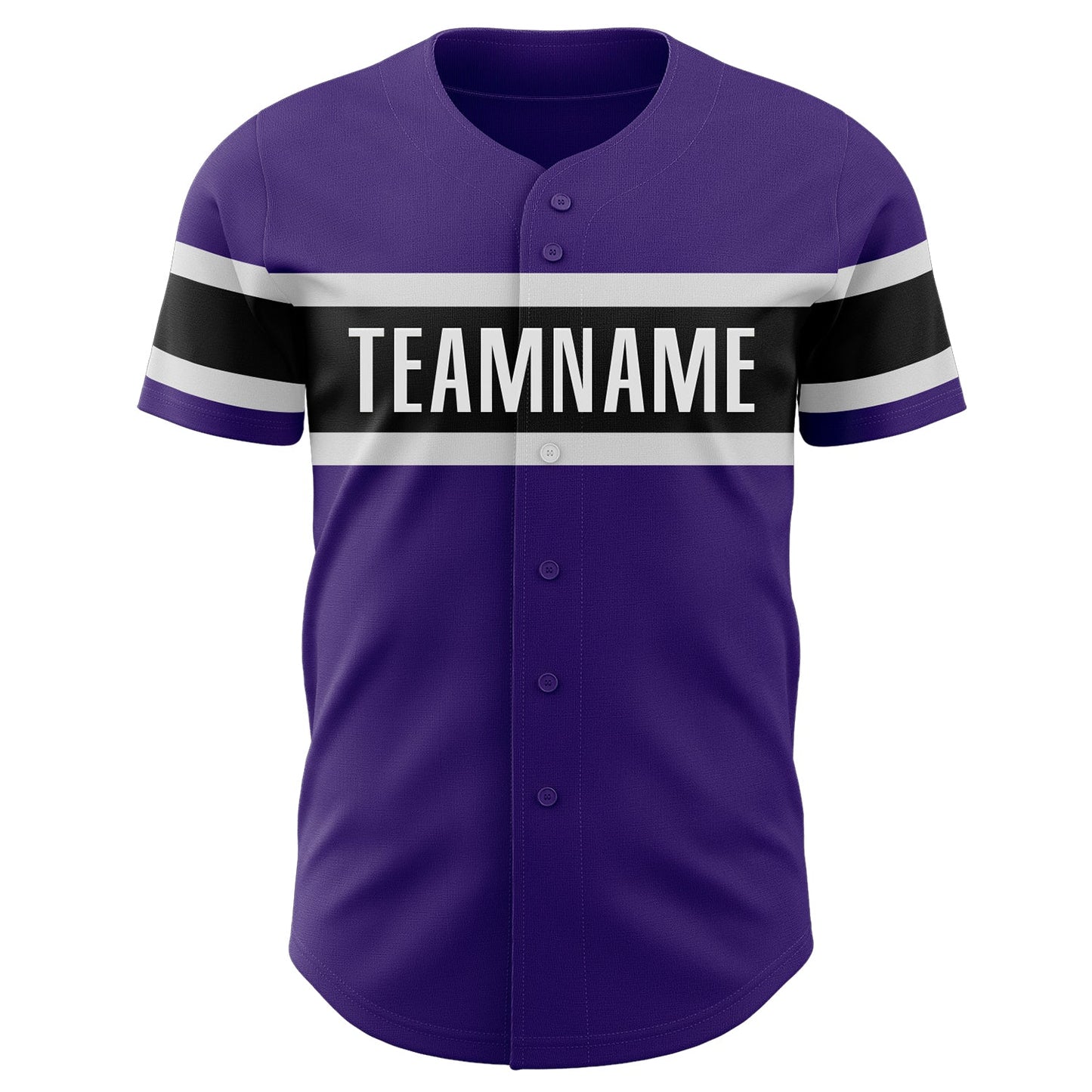 Custom Purple White-Black Authentic Baseball Jersey view 2