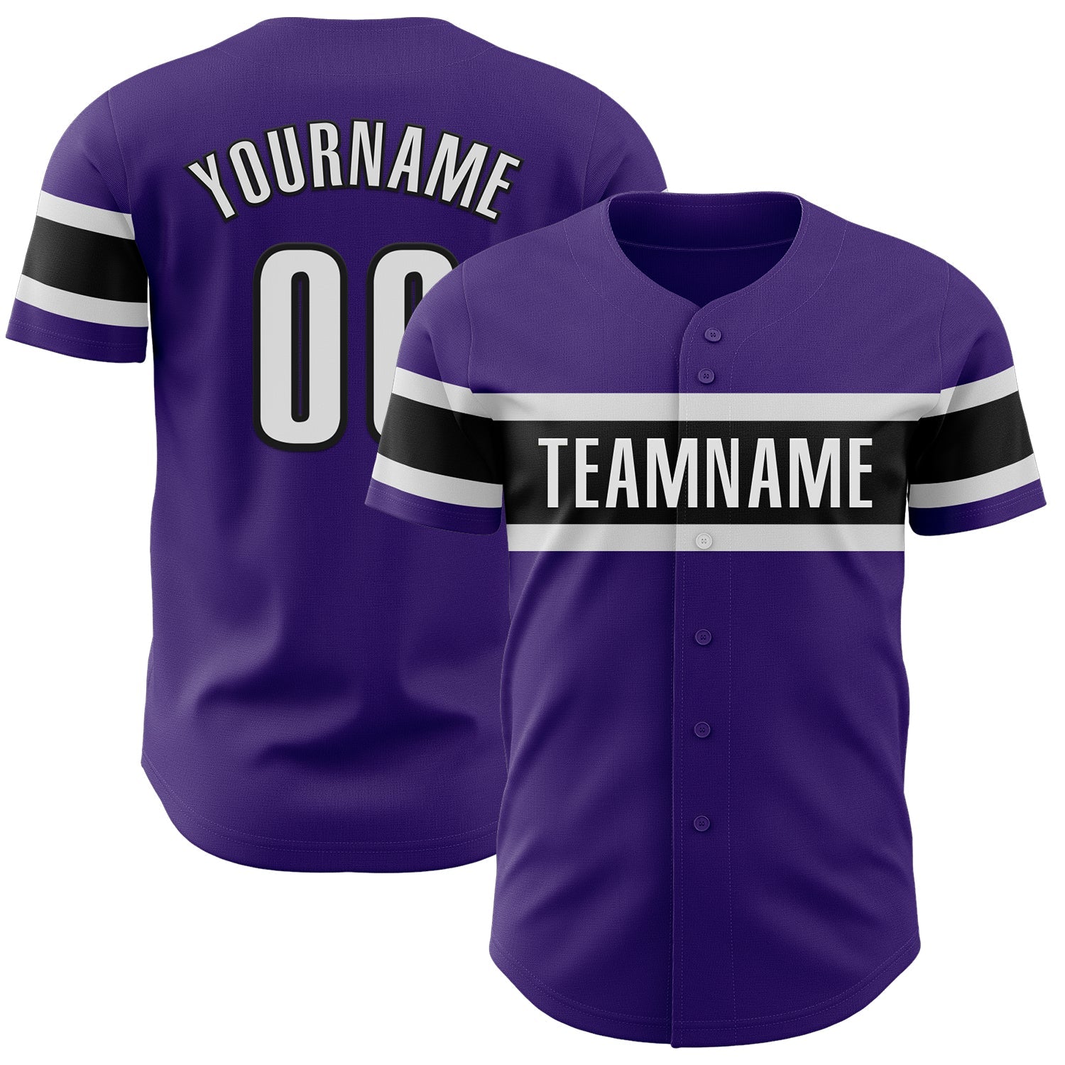 Custom Purple White-Black Authentic Baseball Jersey - Main View