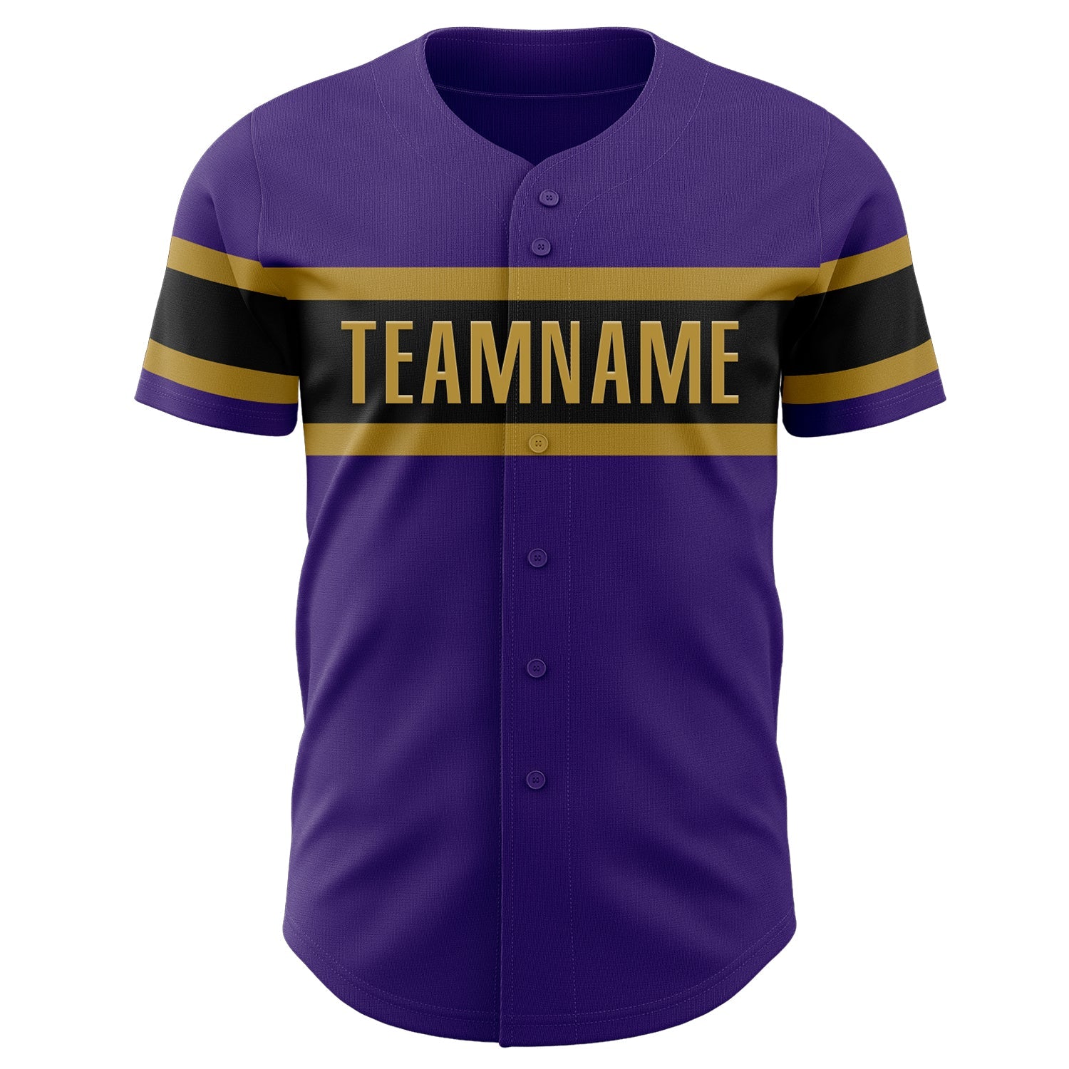 Custom Purple Black-Old Gold Authentic Baseball Jersey view 2