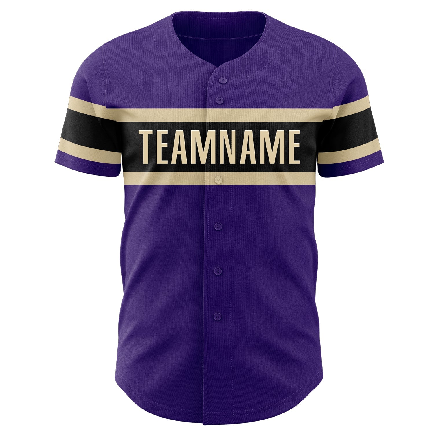 Custom Purple Black-Cream Authentic Baseball Jersey view 2