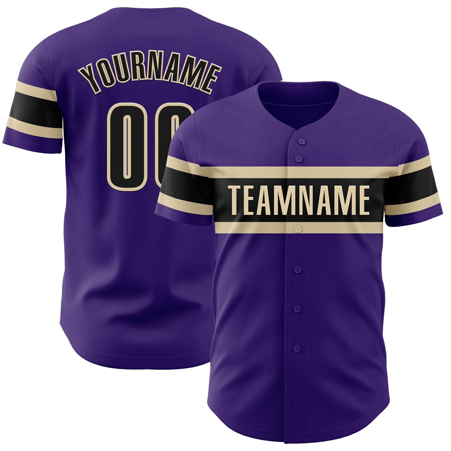 Custom Purple Black-Cream Authentic Baseball Jersey - Main View