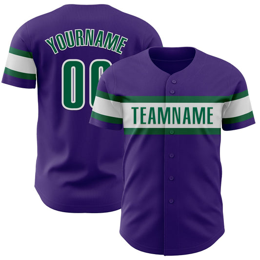 Custom Purple Kelly Green-White Authentic Baseball Jersey - Main View