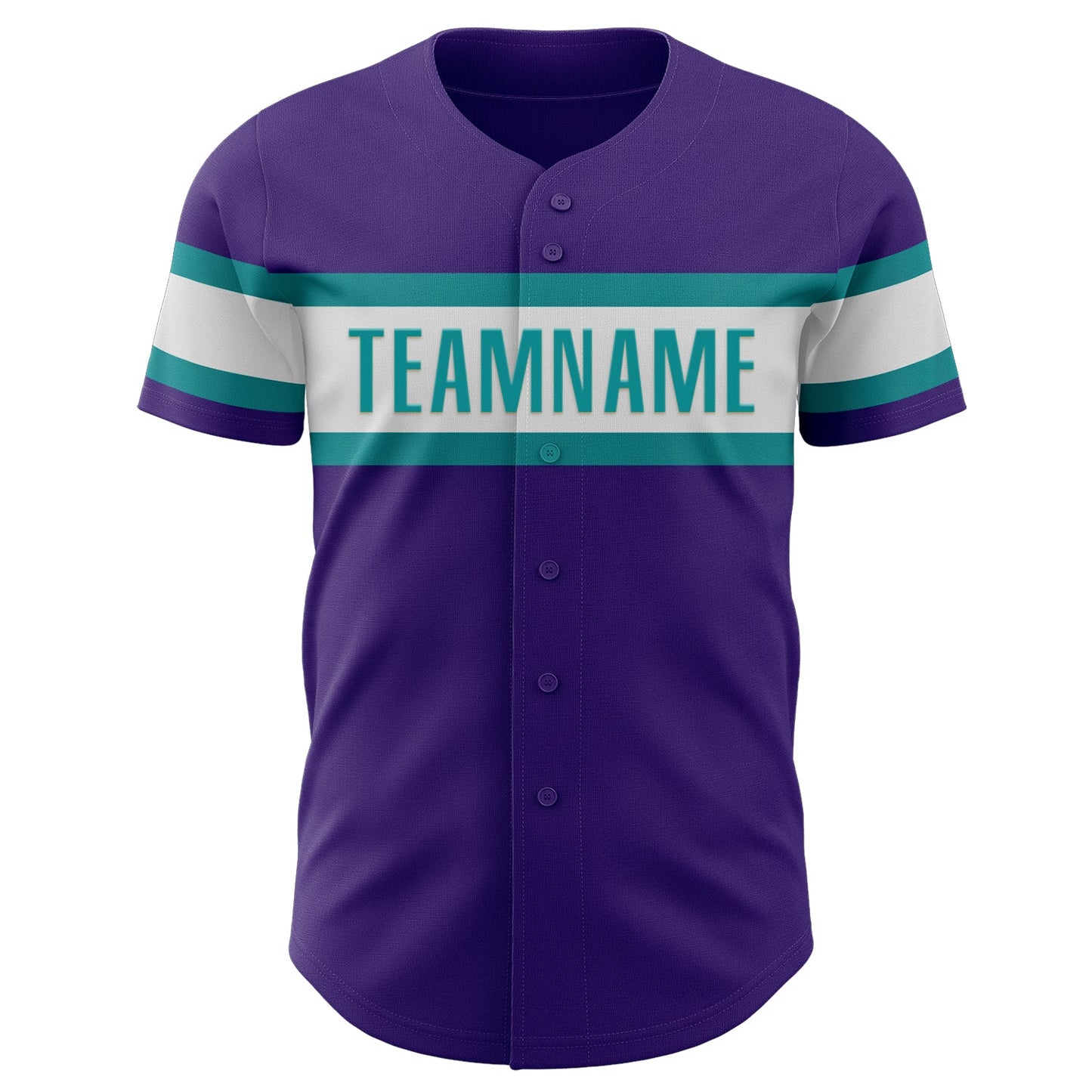 Custom Purple White-Teal Authentic Baseball Jersey view 2