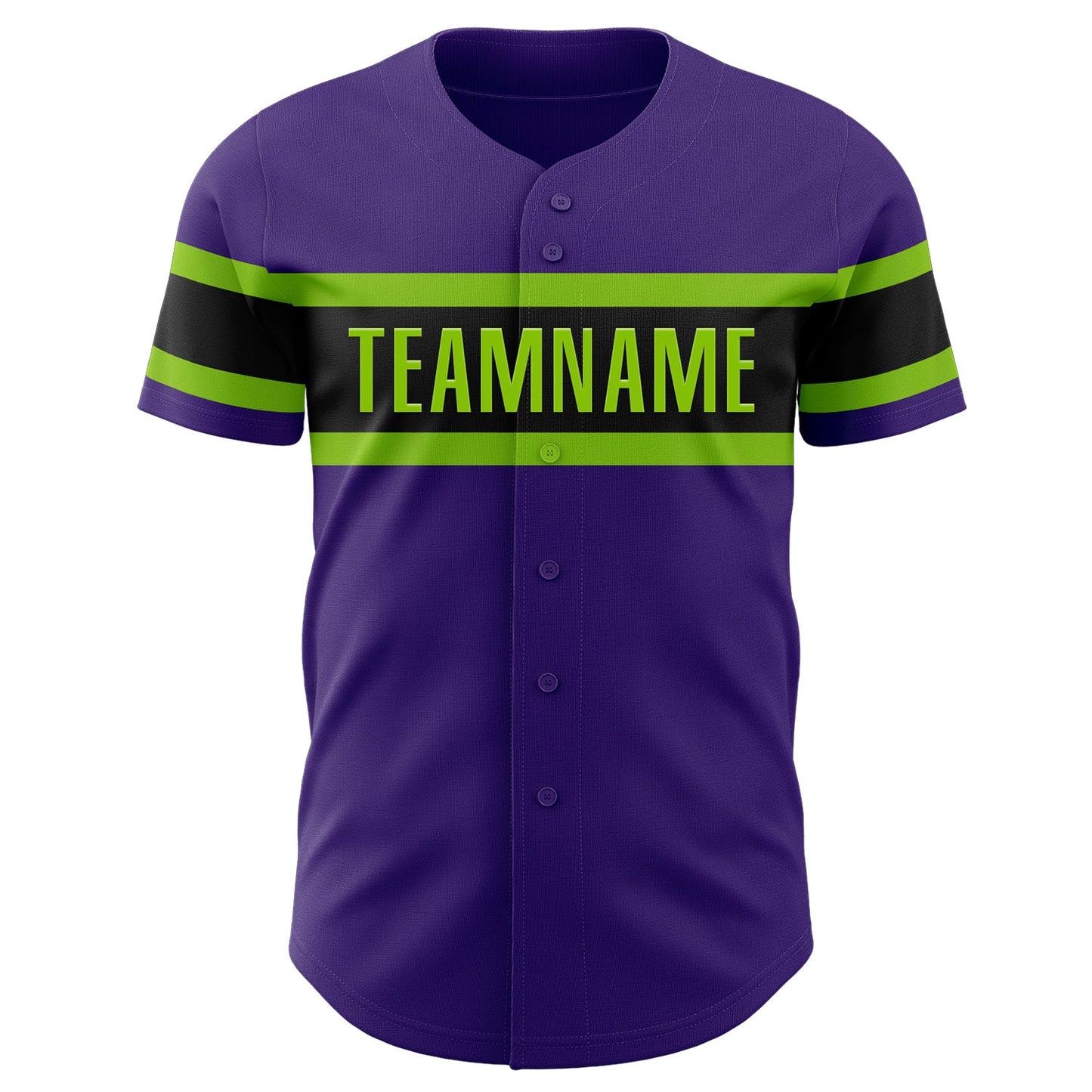 Custom Purple Black-Neon Green Authentic Baseball Jersey view 2