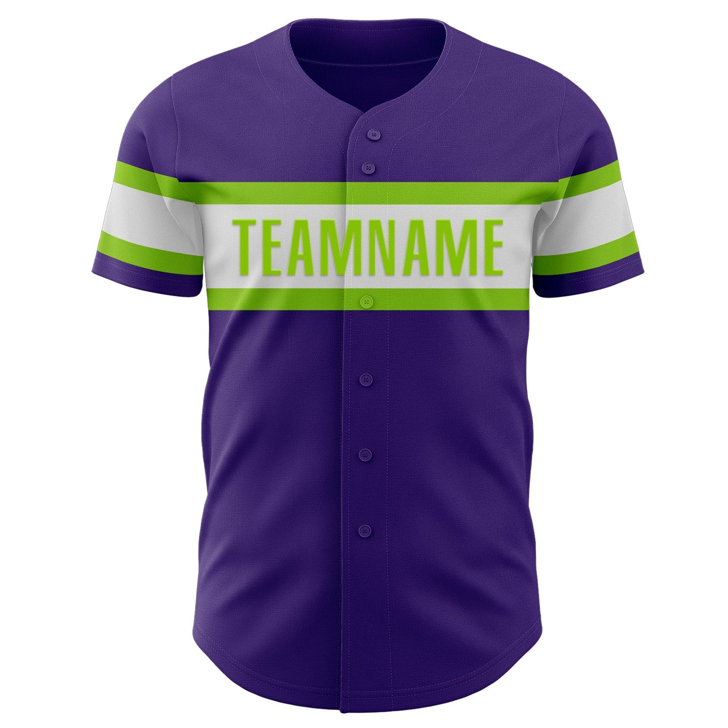 Custom Purple White-Neon Green Authentic Baseball Jersey view 2