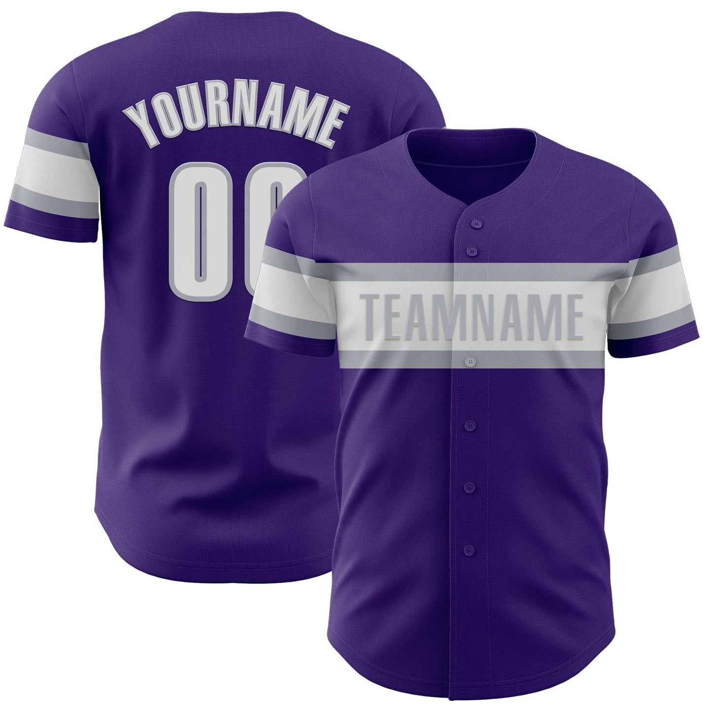 Custom Purple White-Gray Authentic Baseball Jersey - Main View