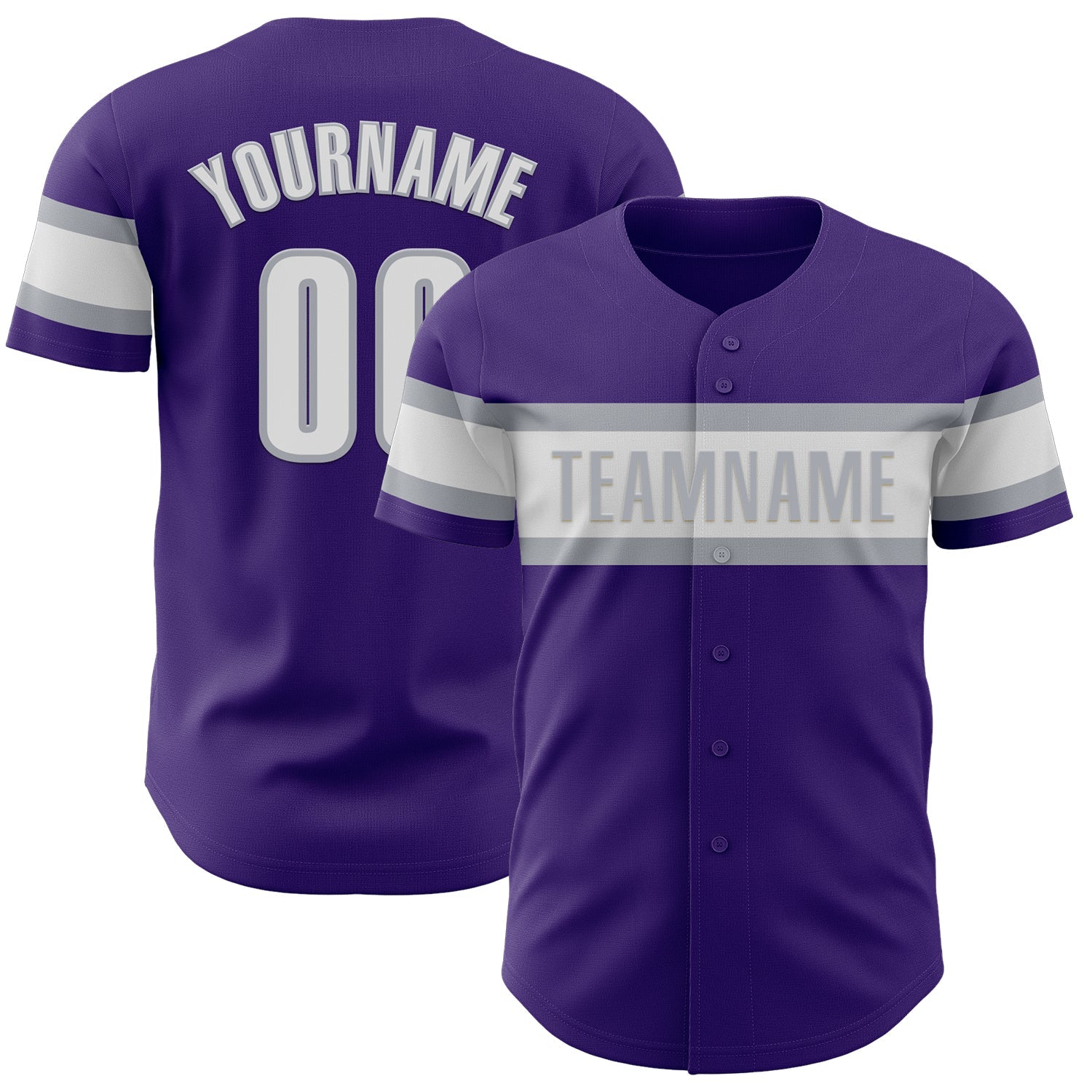 Custom Purple White-Gray Authentic Baseball Jersey - Main View