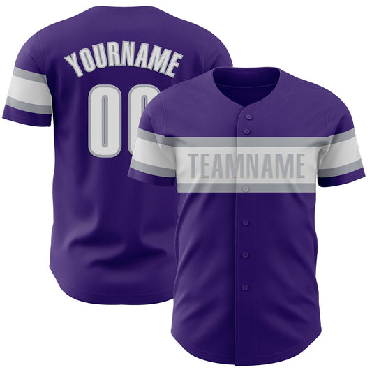 Custom Purple White-Gray Authentic Baseball Jersey - Main View