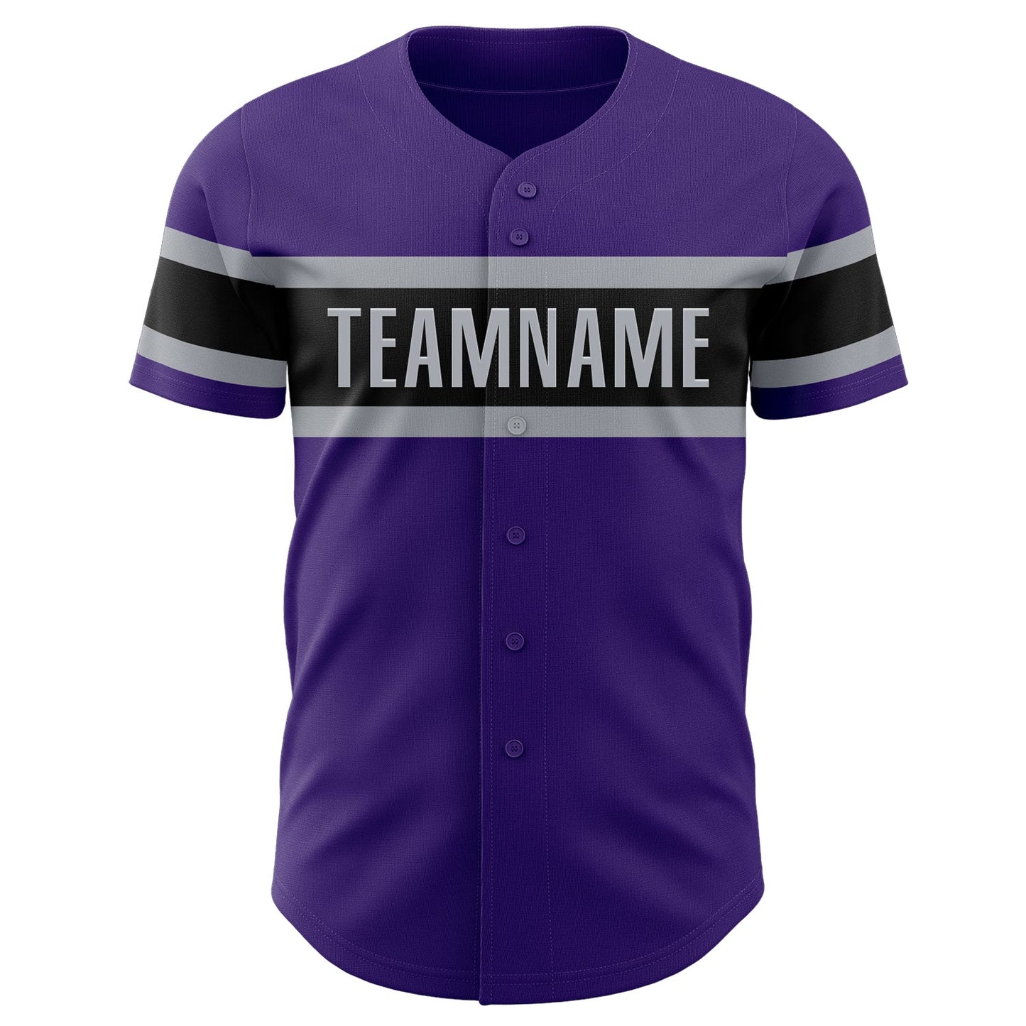 Custom Purple Black-Gray Authentic Baseball Jersey view 2