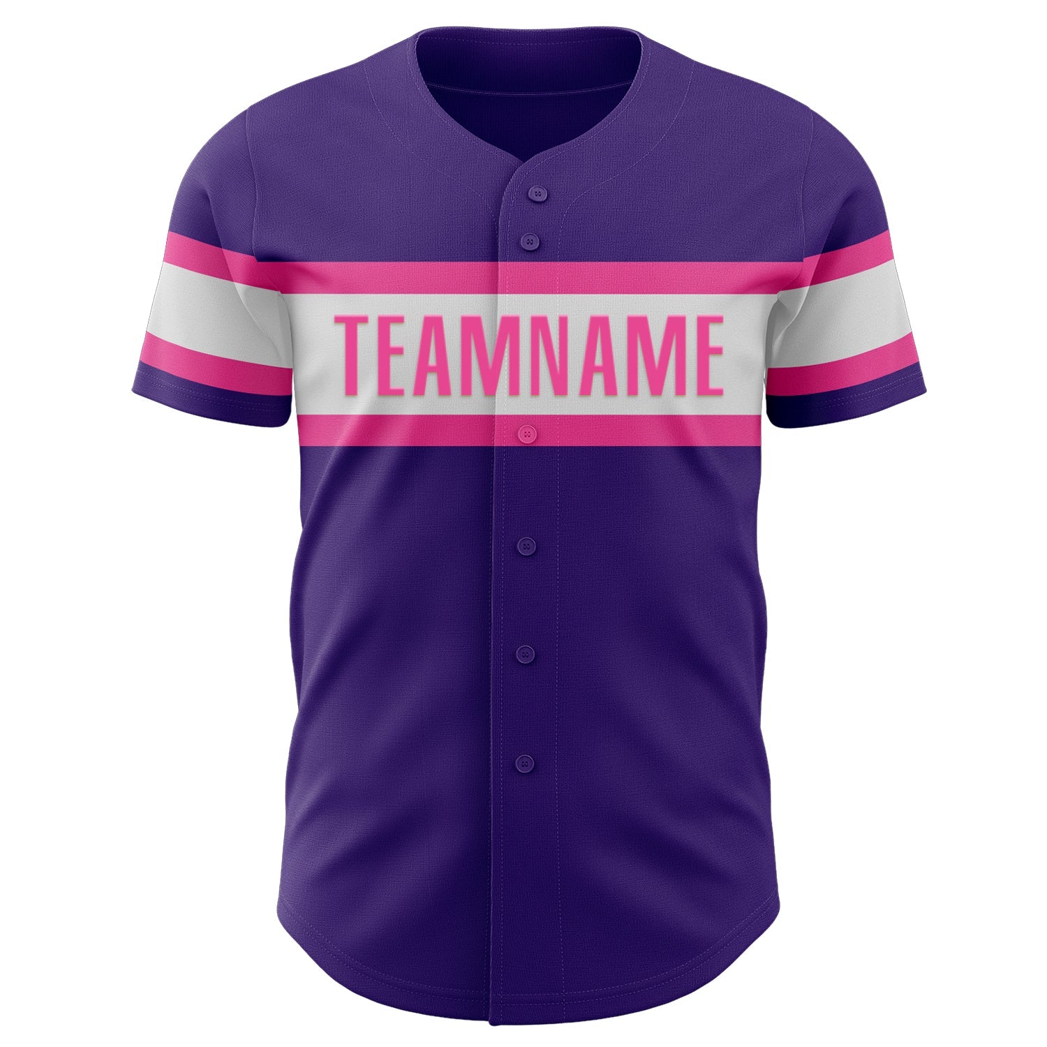 Custom Purple White-Pink Authentic Baseball Jersey view 2